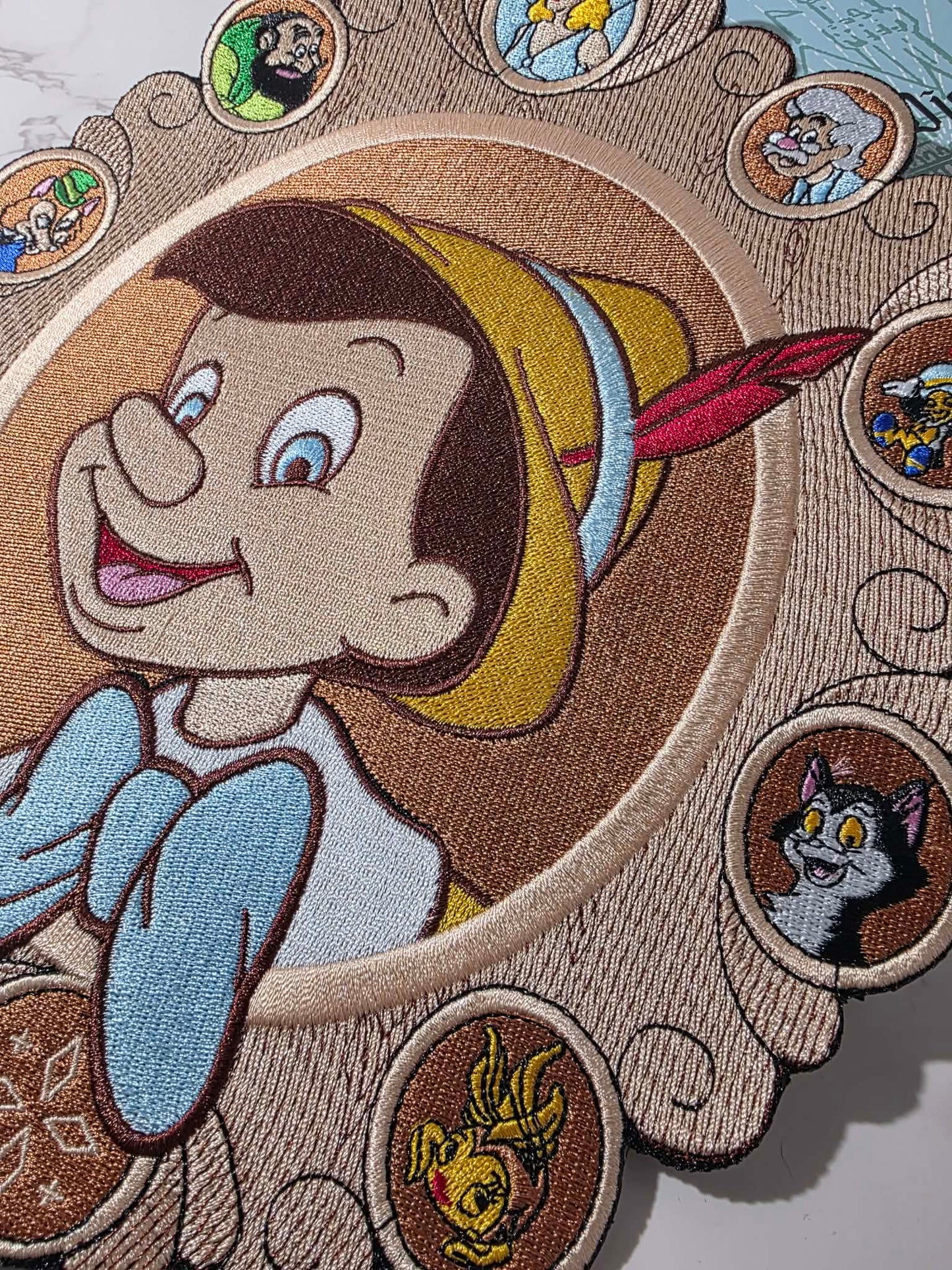 10" XL Wooden Boy Long Nose Embroidered Iron On Patch