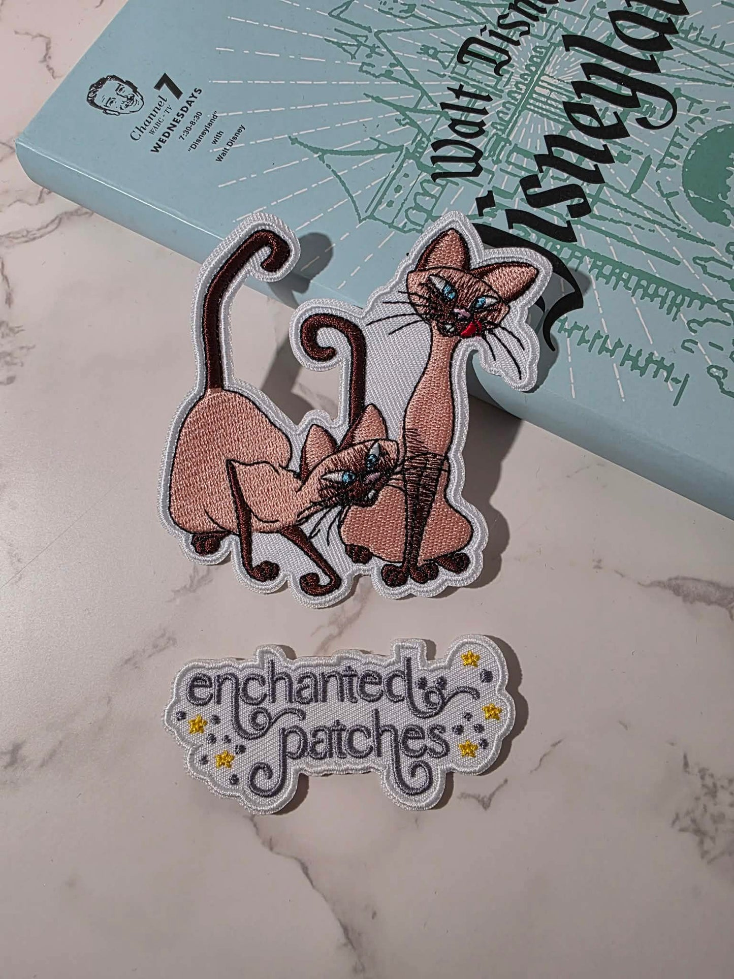 4" Siamese Twin Cats Kitty Cat Embroidered Iron On Patch
