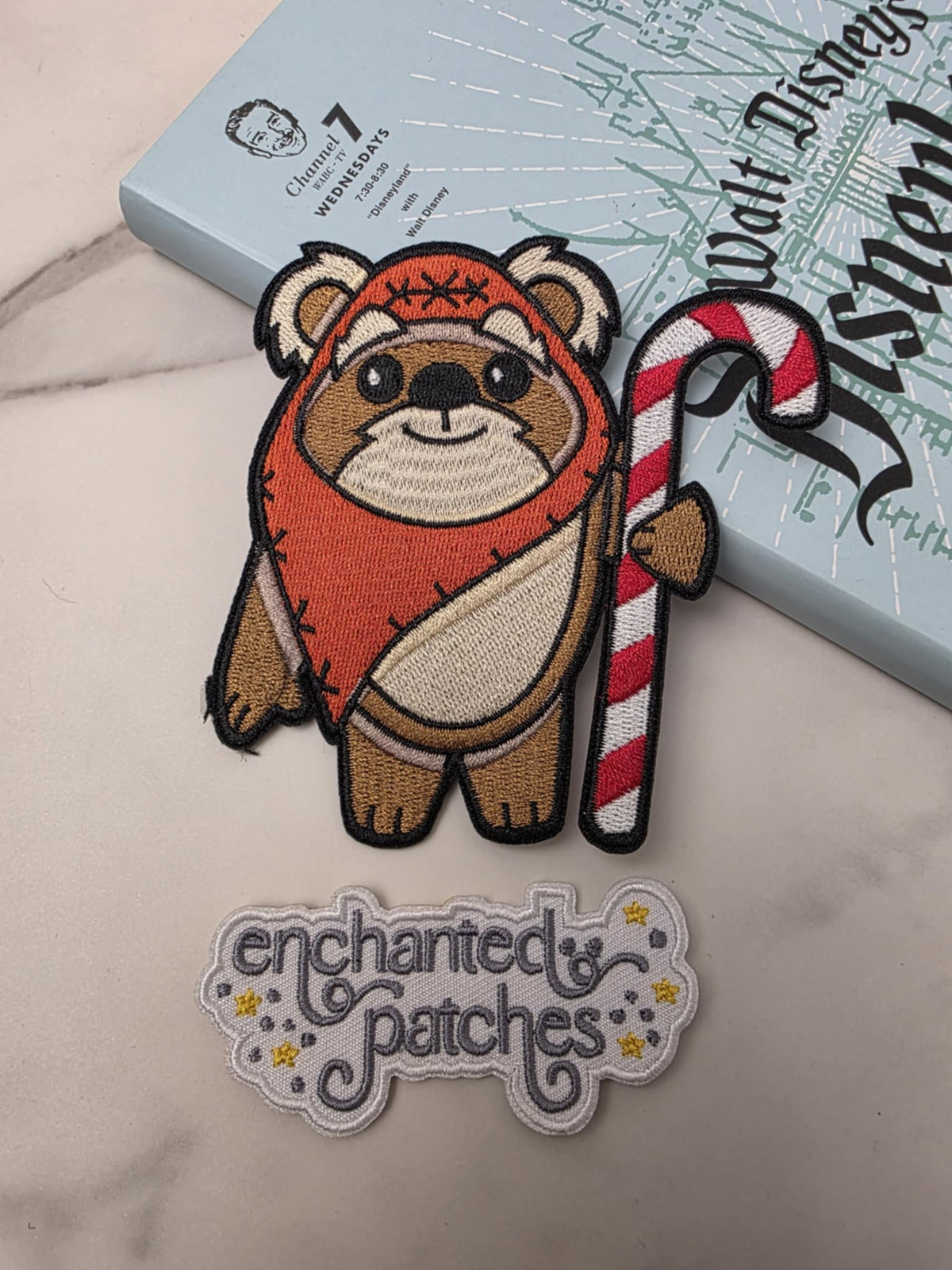 4" SW Star Galaxy Christmas Bear Candy Cane Iron On Patch