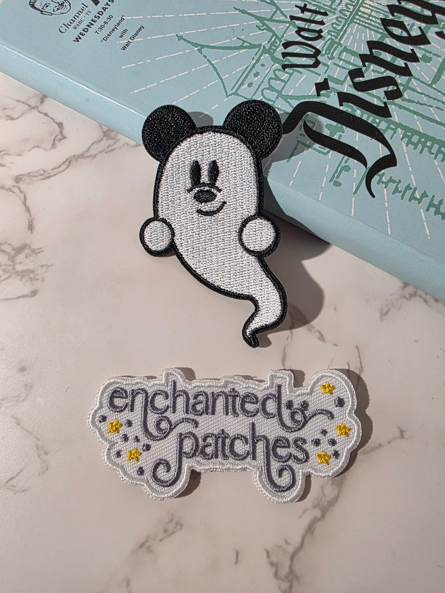LAST FOUR - 3" Happiest Park Halloween Mouse Ghost Embroidered Iron On Patch