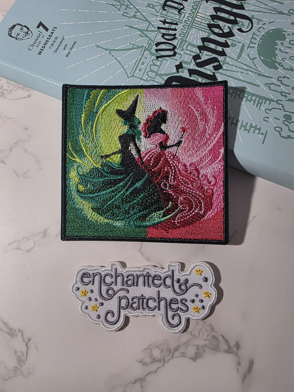 3.5" Musical Green Pink Witch Princess Iron On Patch