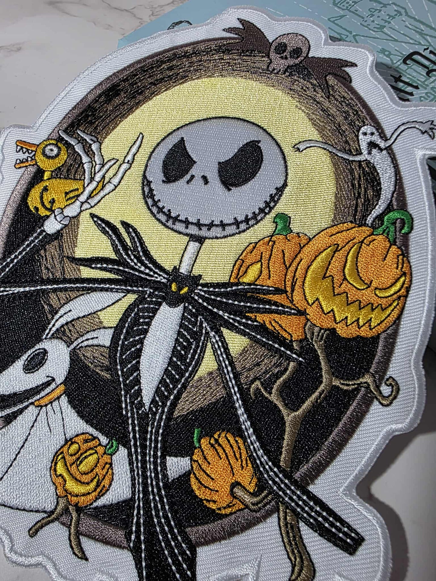 XL 8" Haunted Mansion NBC with Pumpkin and Dog Embroidered Iron On Patch