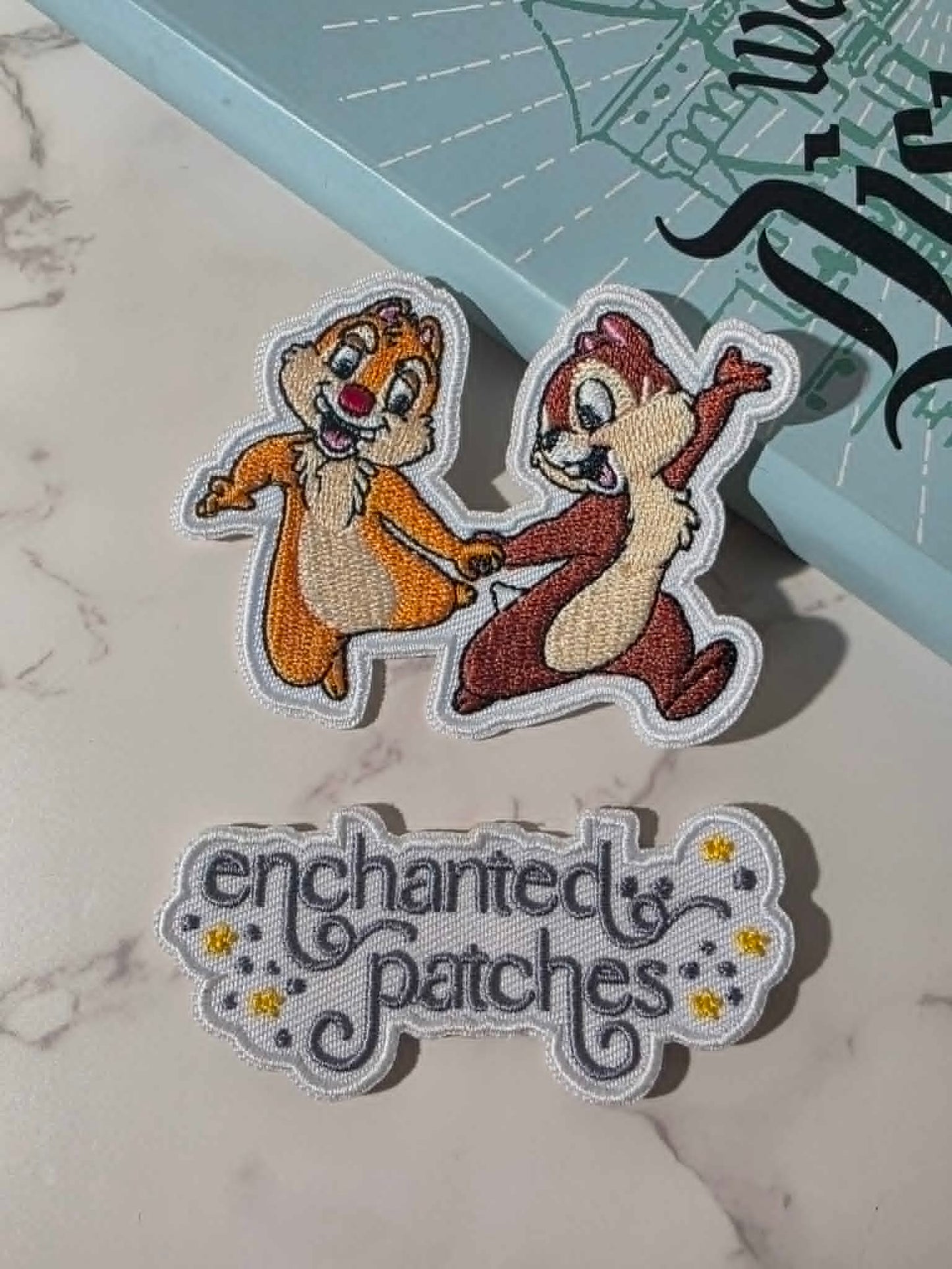 3" Besties Holding Hands Chipmunks Embroidered Iron On Patch