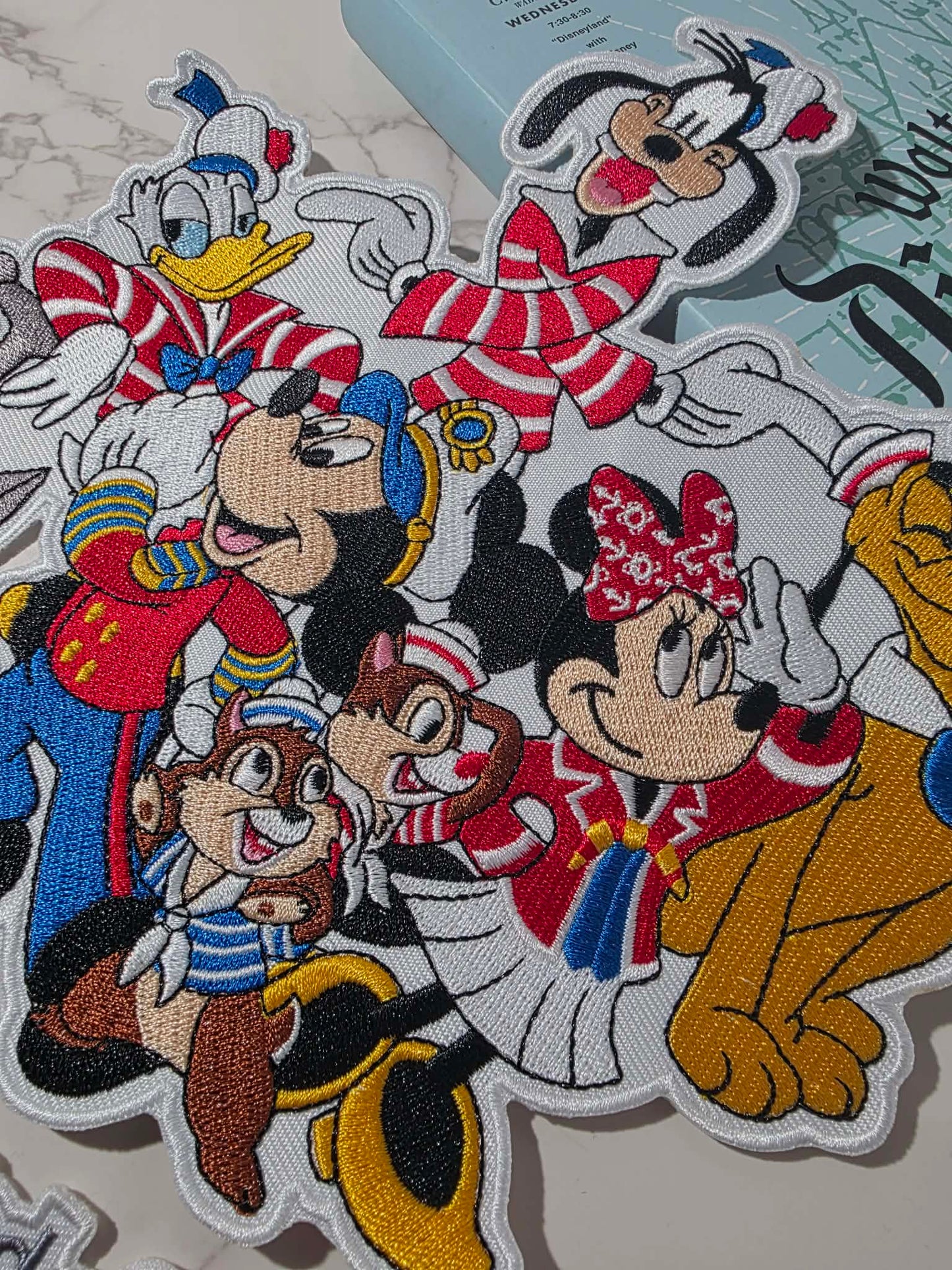 XL 8" DCL Happiest Park Cruise Fab 5 with Chipmunks in Sailor Outfits Embroidered Iron On Patch