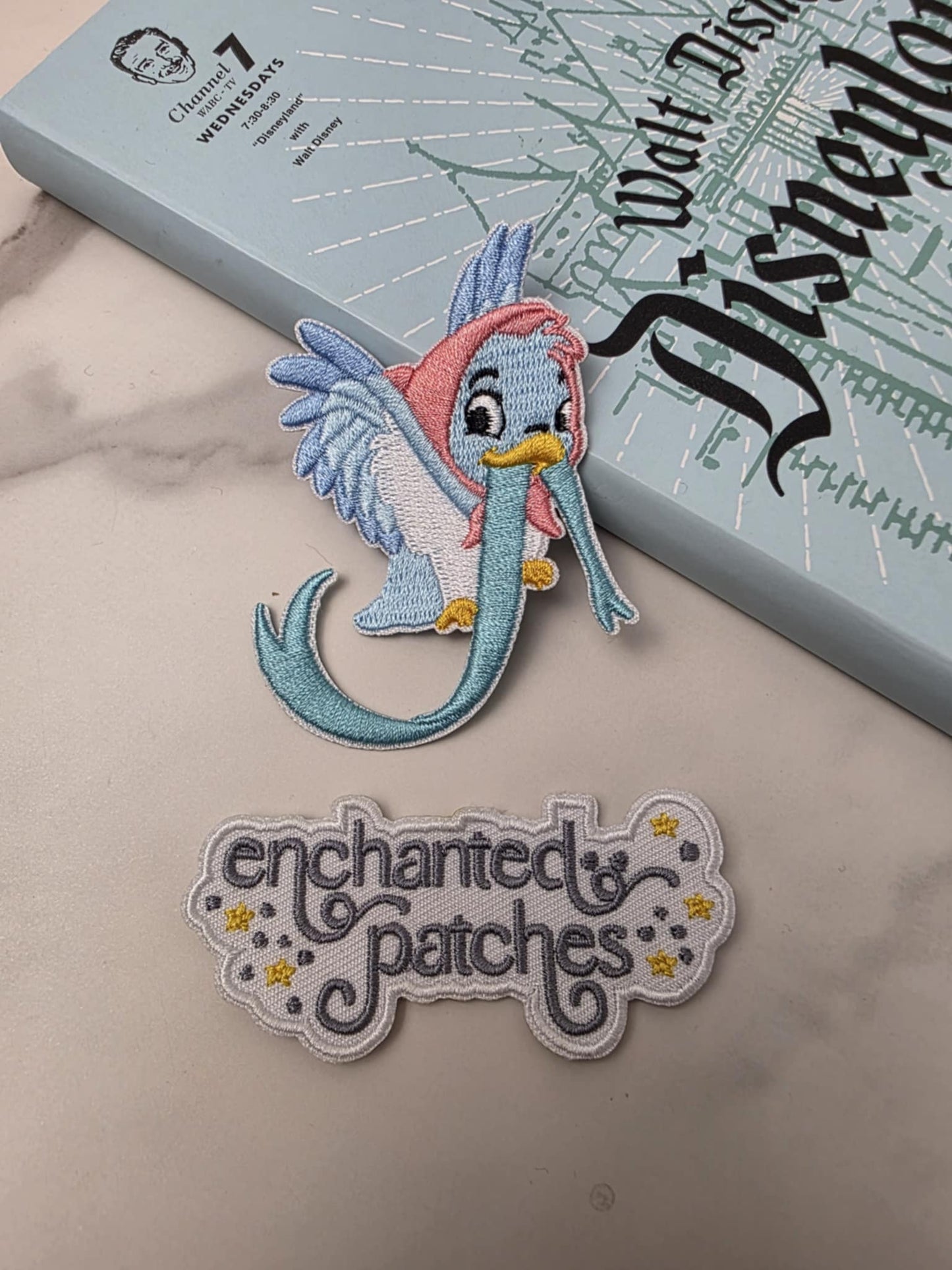 3" Glass Slipper Princess Blue Birds Iron On Patch
