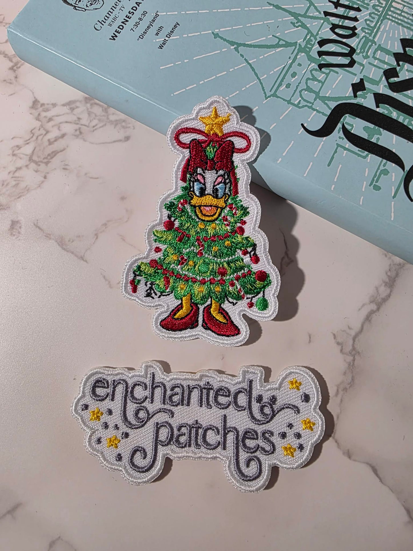 3" Happiest Girl Duck in Christmas Tree Embroidered Iron On Patch