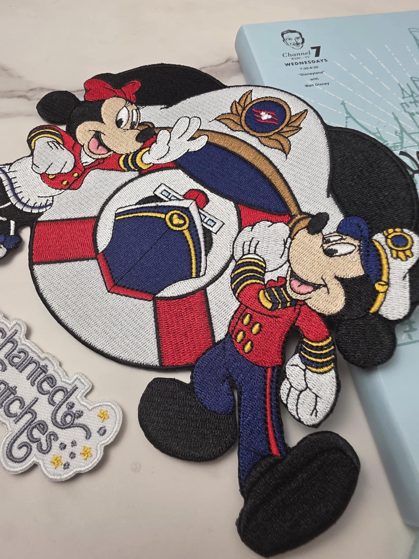 XL 8" Happiest Park Cruise Girl Boy Mouse Captain Embroidered Iron On Patch