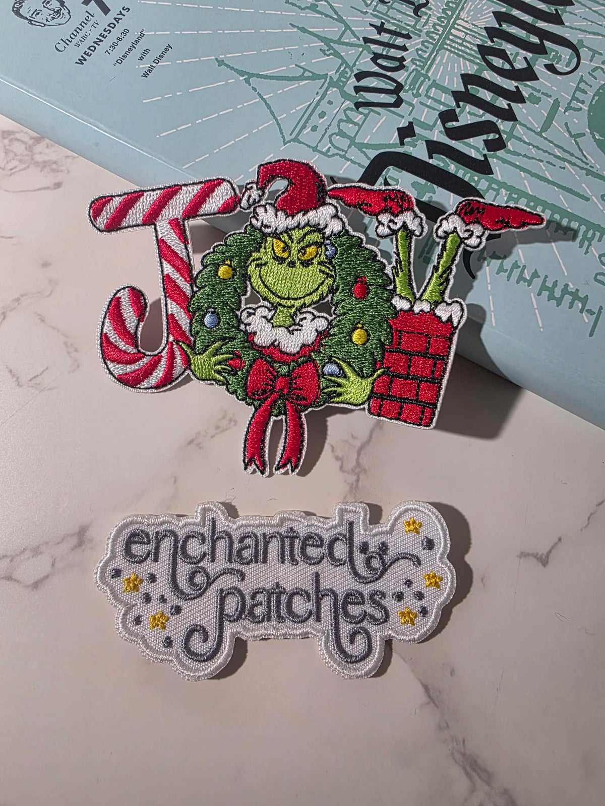 NEW DROP - 4" Grinch Christmas JOY with Wreath Embroidered Iron On Patch
