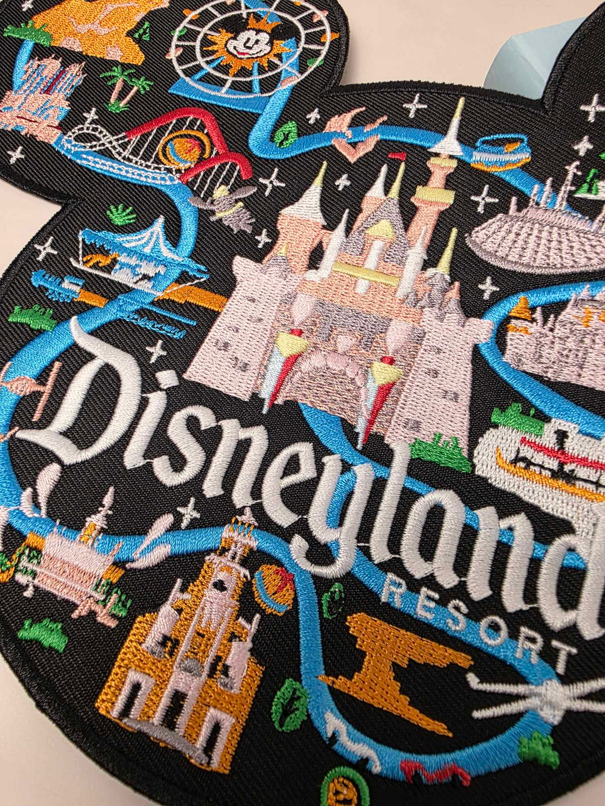 LAST ONE - 10" XL Happiest Park Land Logo Map Mouse Head Embroidered Iron On Patch