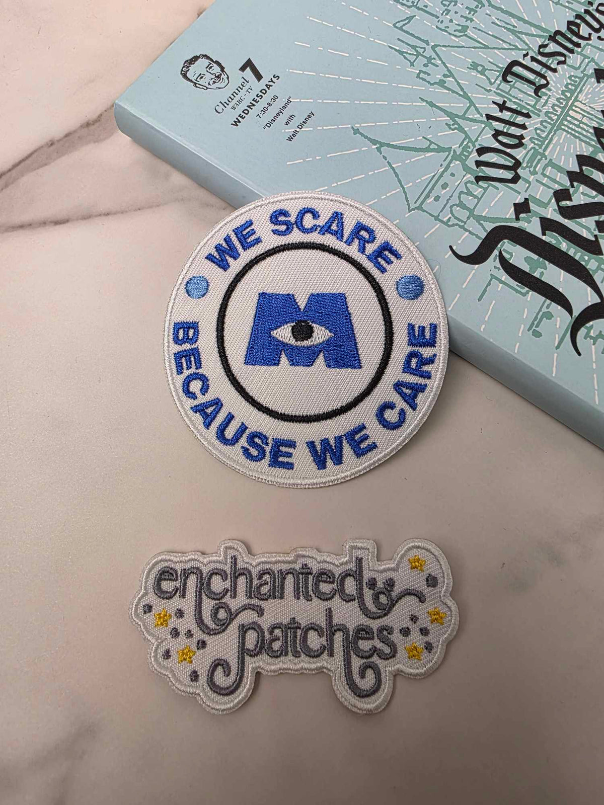 LAST FOUR - 3" Monsters Inc We Scare Because We Care Embroidered Iron On Patch