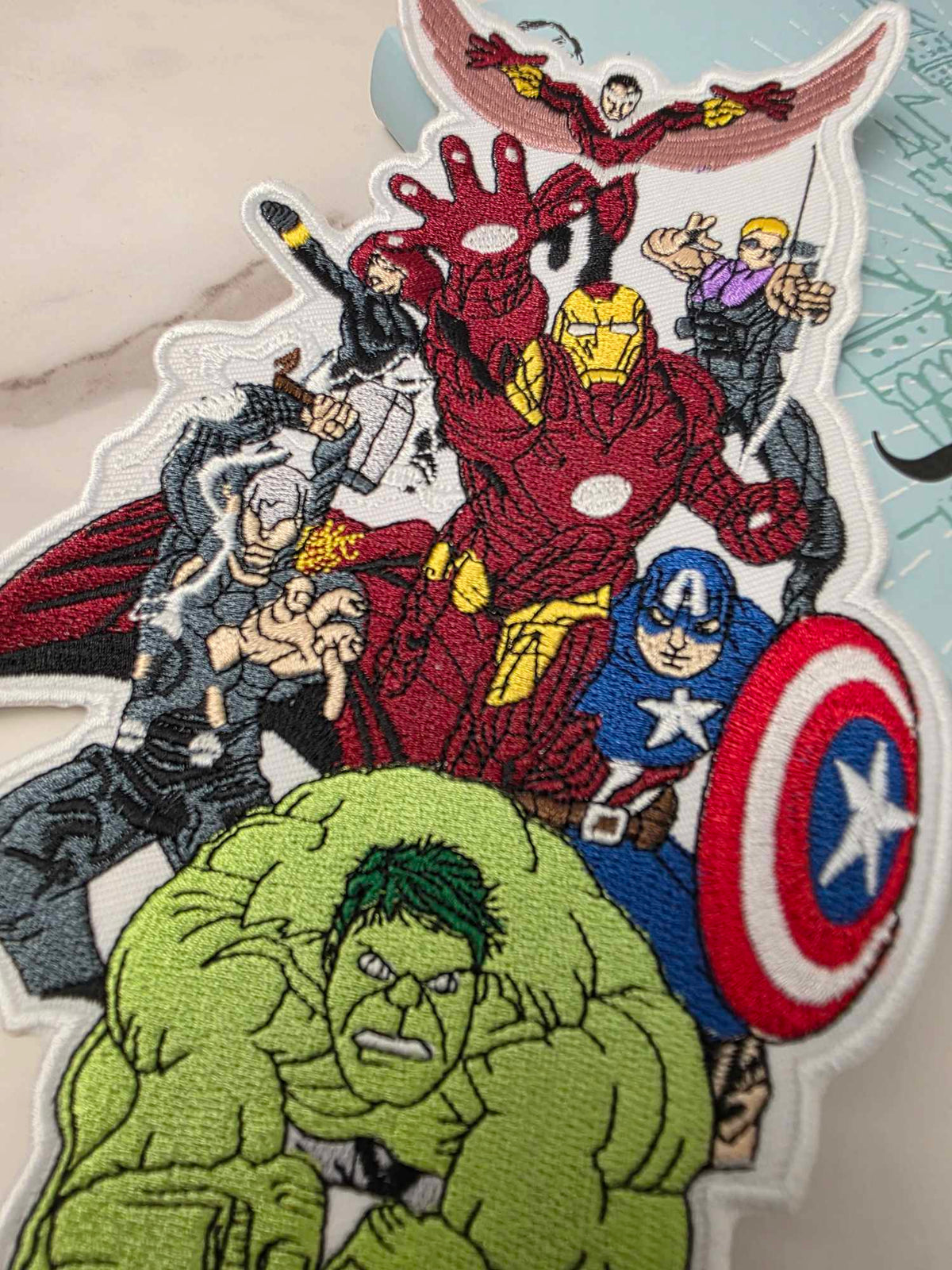 CLEARANCE - XL 8" Happiest Park Super Hero Boy Family Iron On Patch