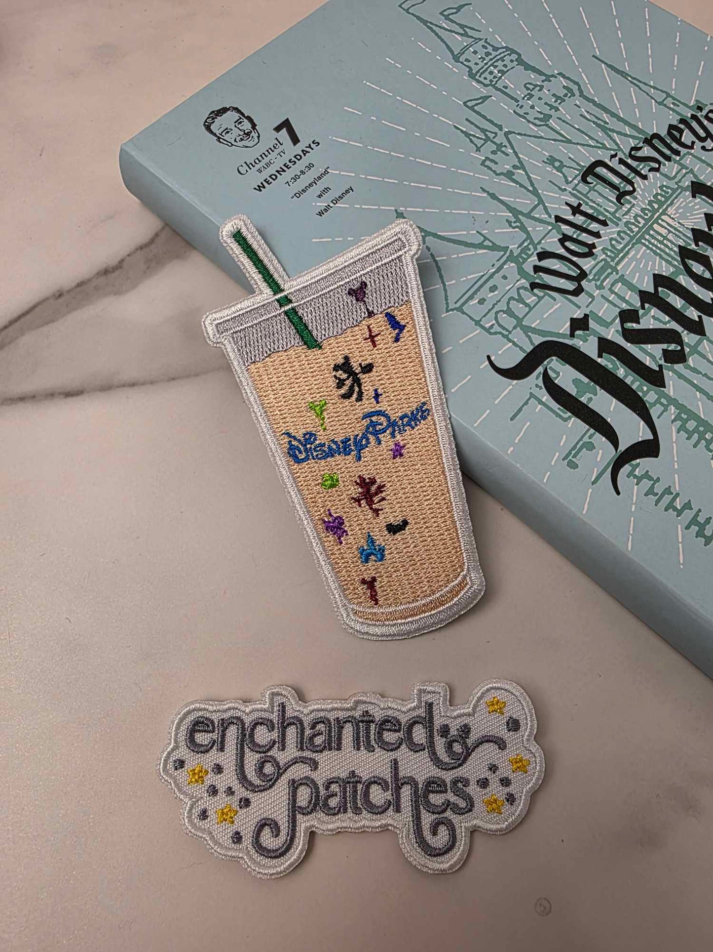 RESTOCKED - 4" Iced Cold Happiest Park Coffee Embroidered Iron On Patch