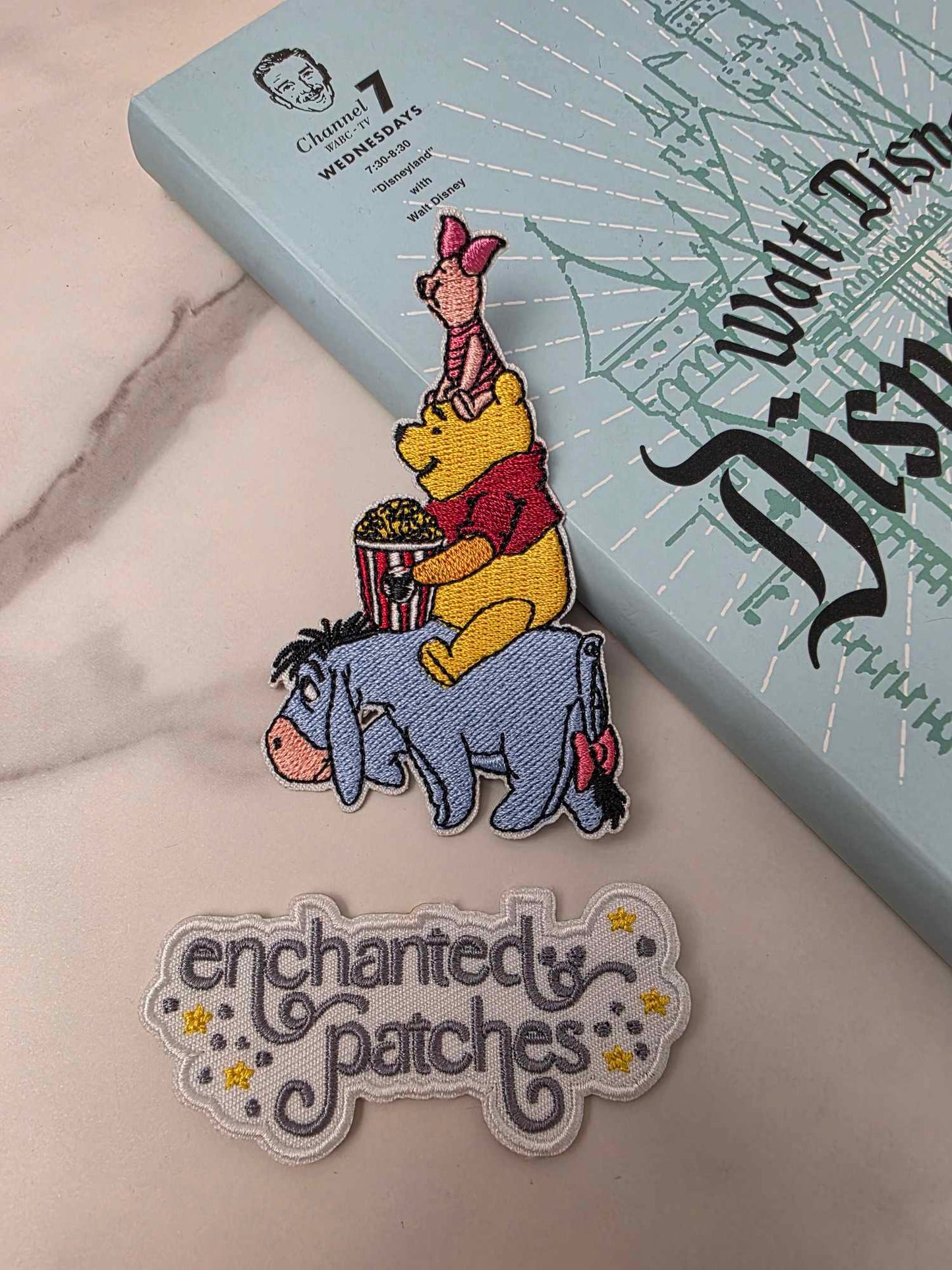 3.5" Happiest Park Winnie the Pooh and Friends Popcorn Embroidered Iron On Patch