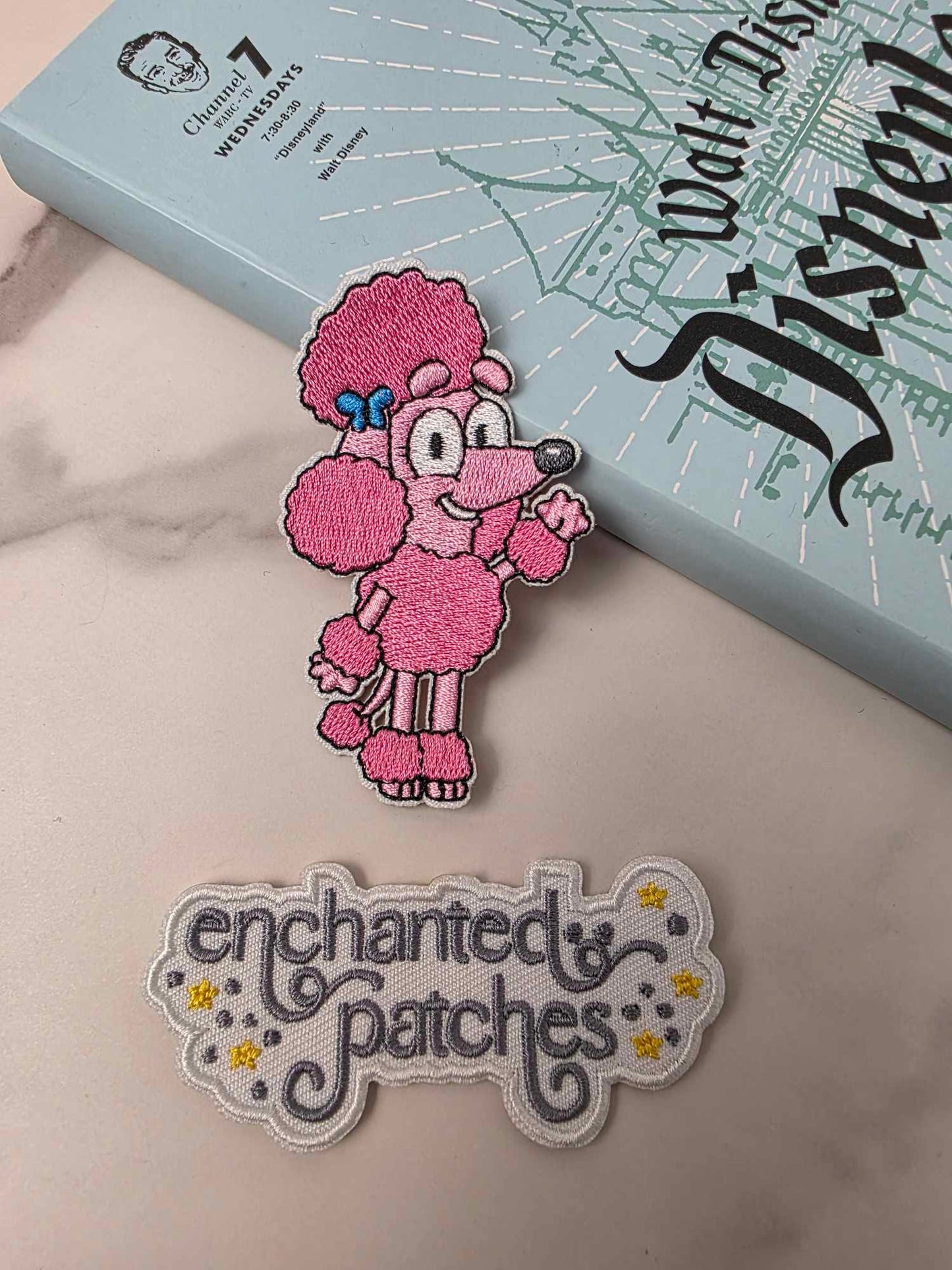 3" Blue Heeler Dog Pink Poodle Friend Iron On Patch