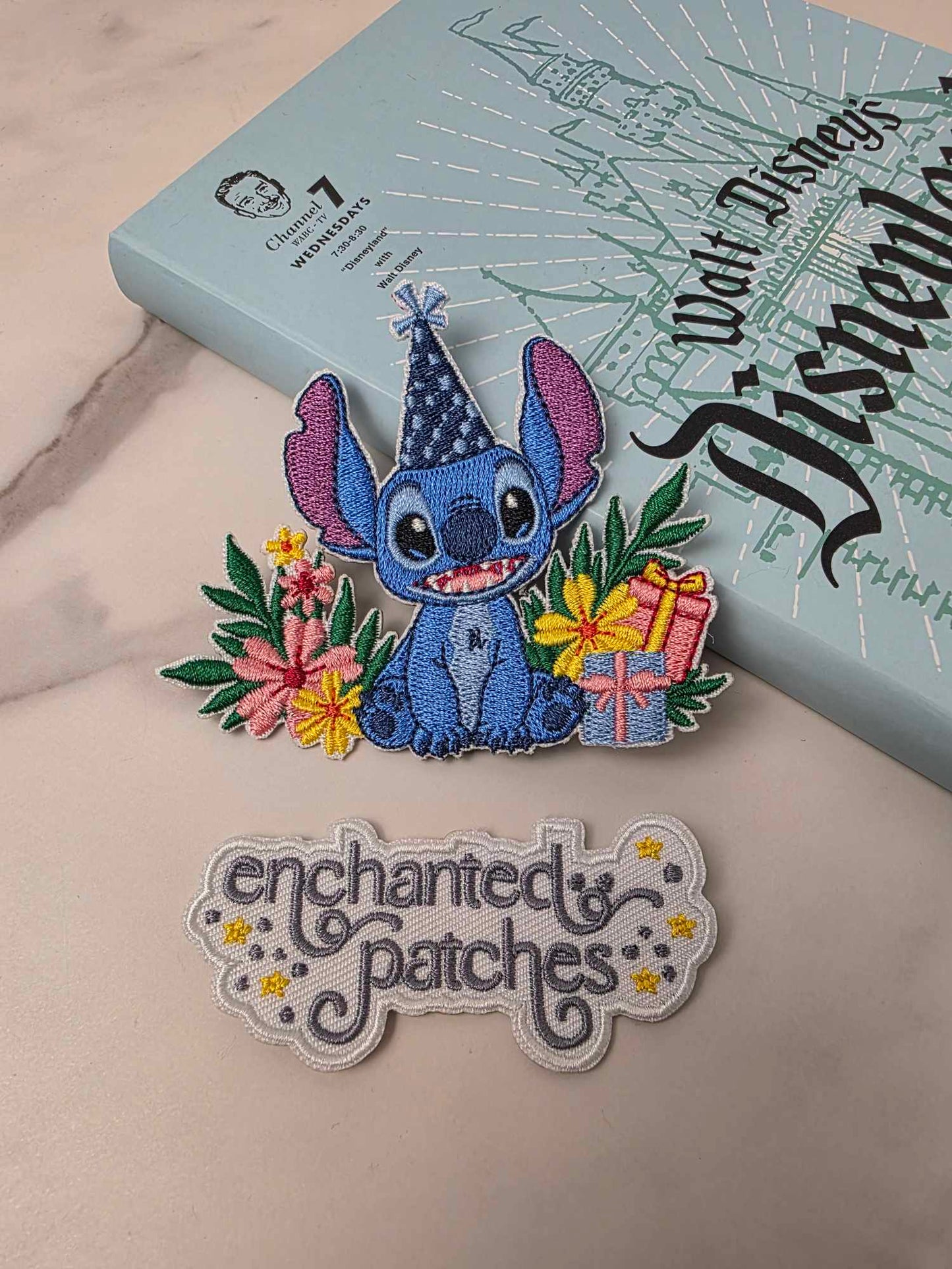 LAST NINE - 3" Blue Alien with Birthday Hat and Gifts Embroidered Iron On Patch