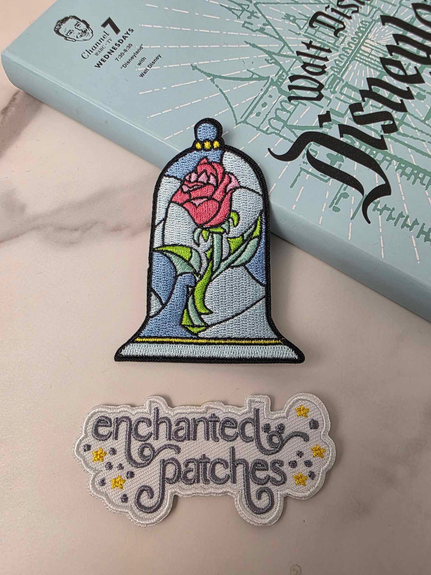 RESTOCKED - 3" Stain Glass Rose Reading Princess Iron On Patch
