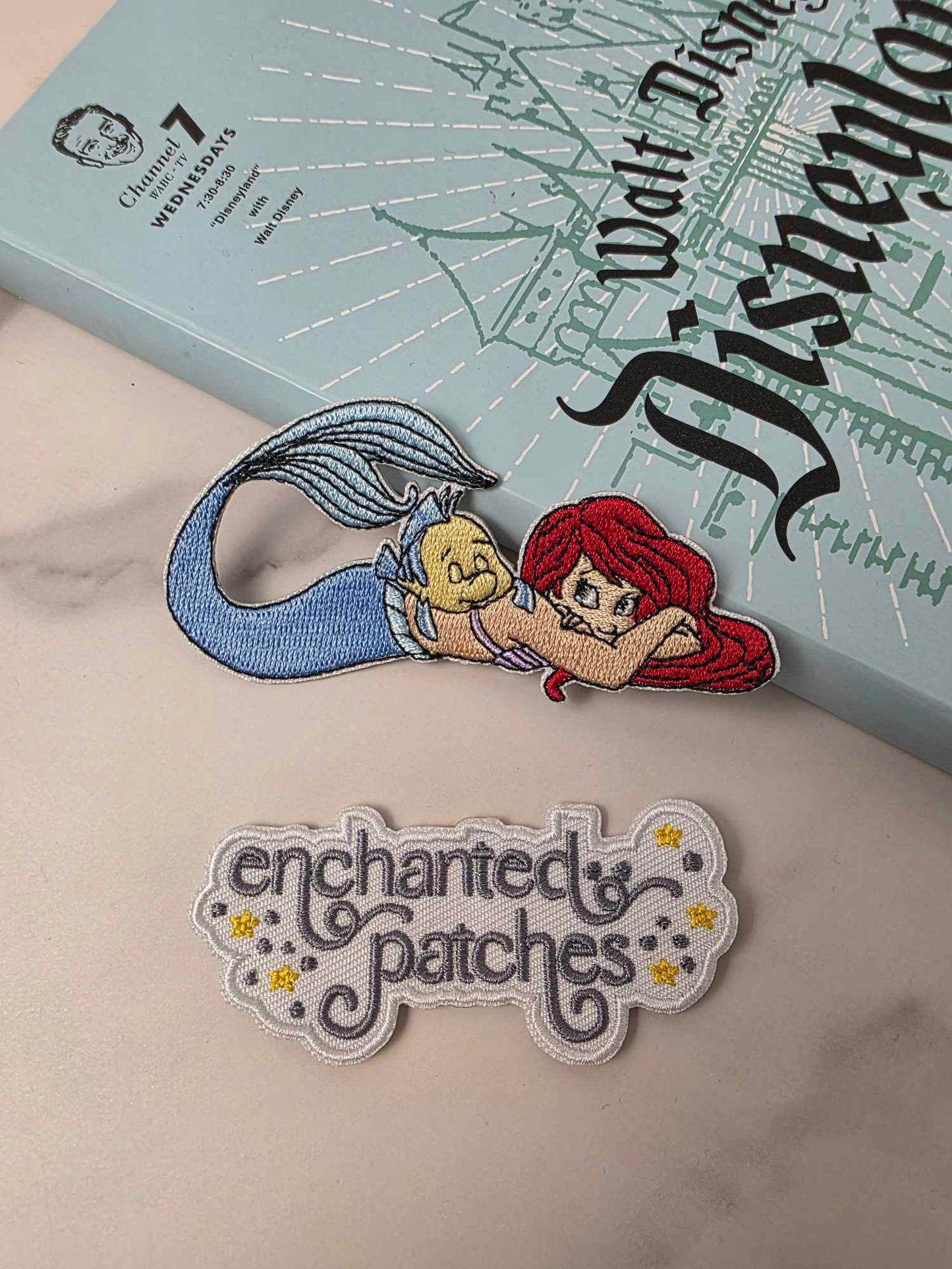**VAULT COLLECTION** LAST ONE - 3.5" Mermaid Princess with Fish Embroidered Iron On Patch