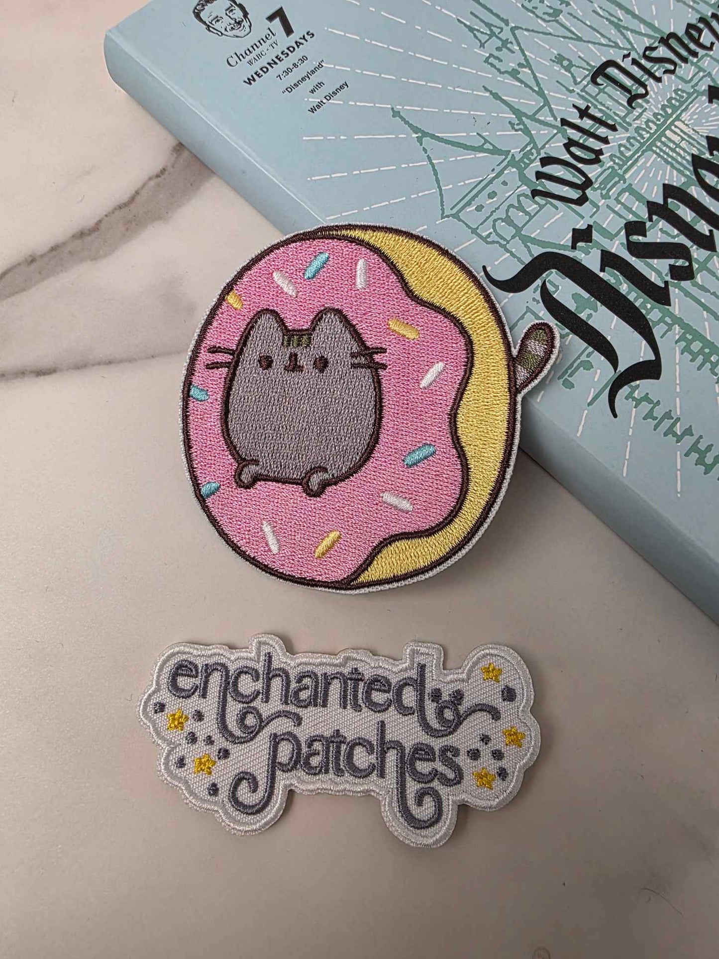 3" Kawaii Donut with Sprinkles Cat Embroidered Iron On Patch