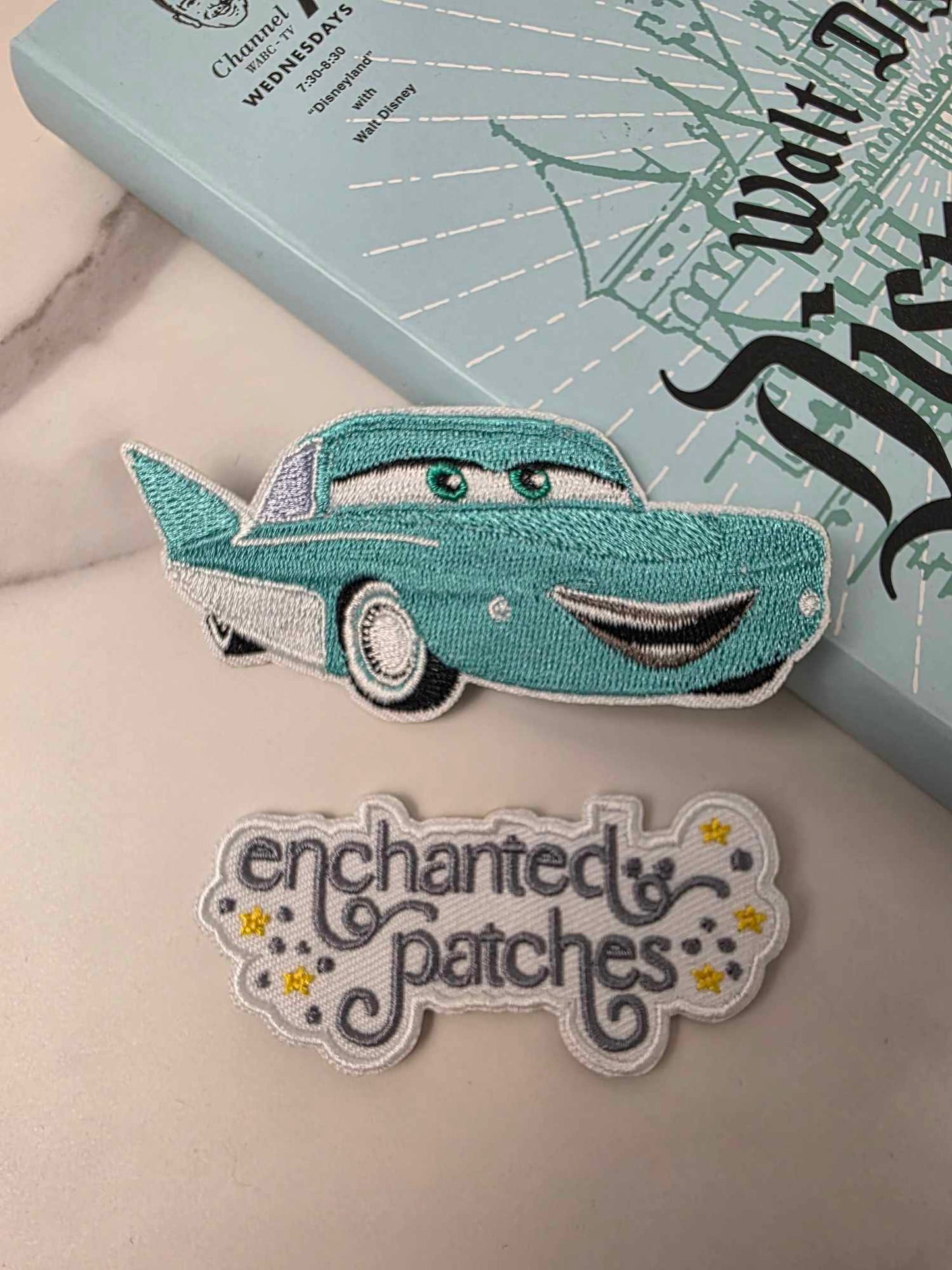 LAST TWO - 3.75" Teal Girl Flo Cars Embroidered Iron On Patch