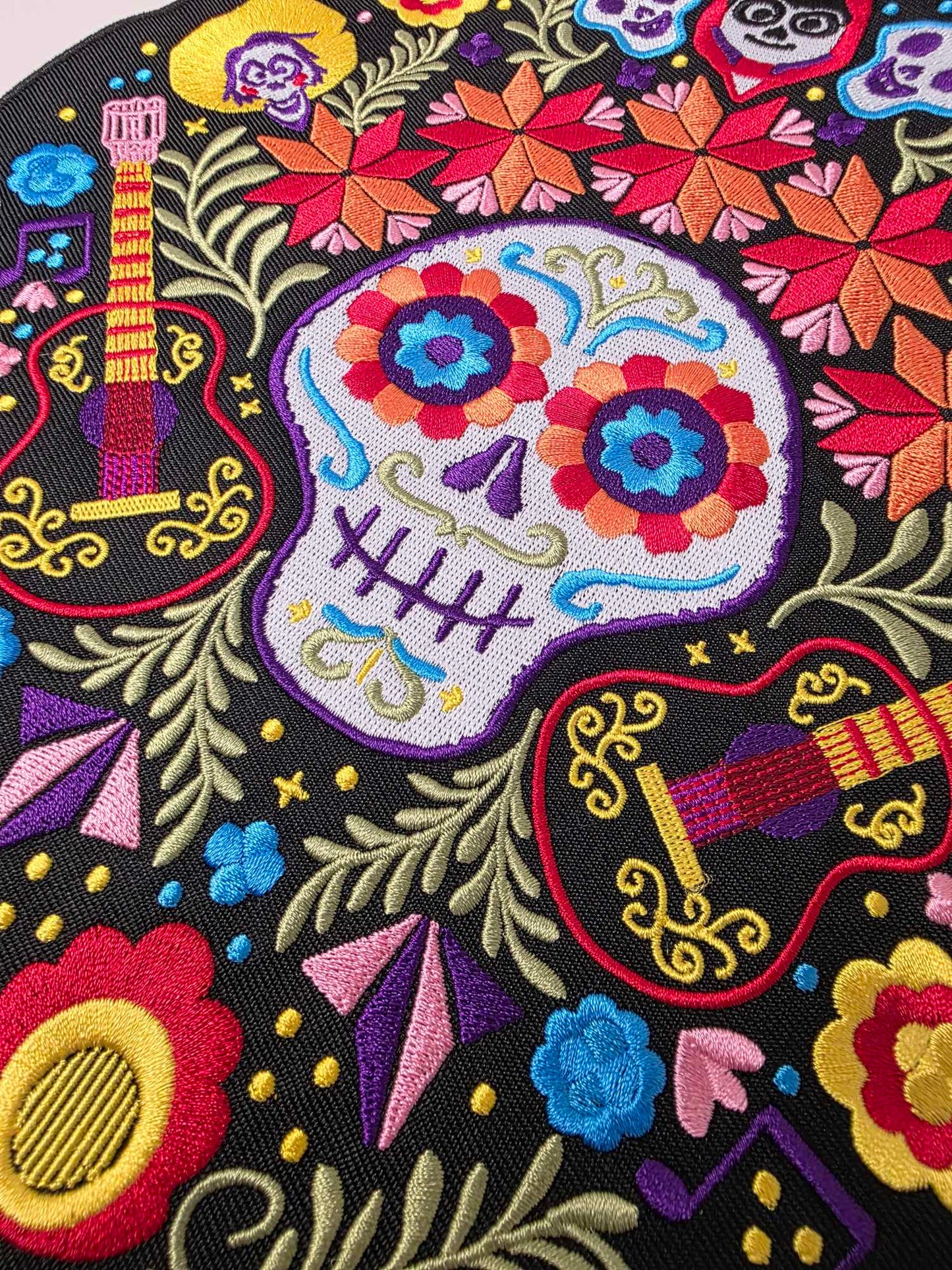 XL 10" Happiest Park Day of the Dead Coco Dia De Los Muertos Embroidered Iron On Patch