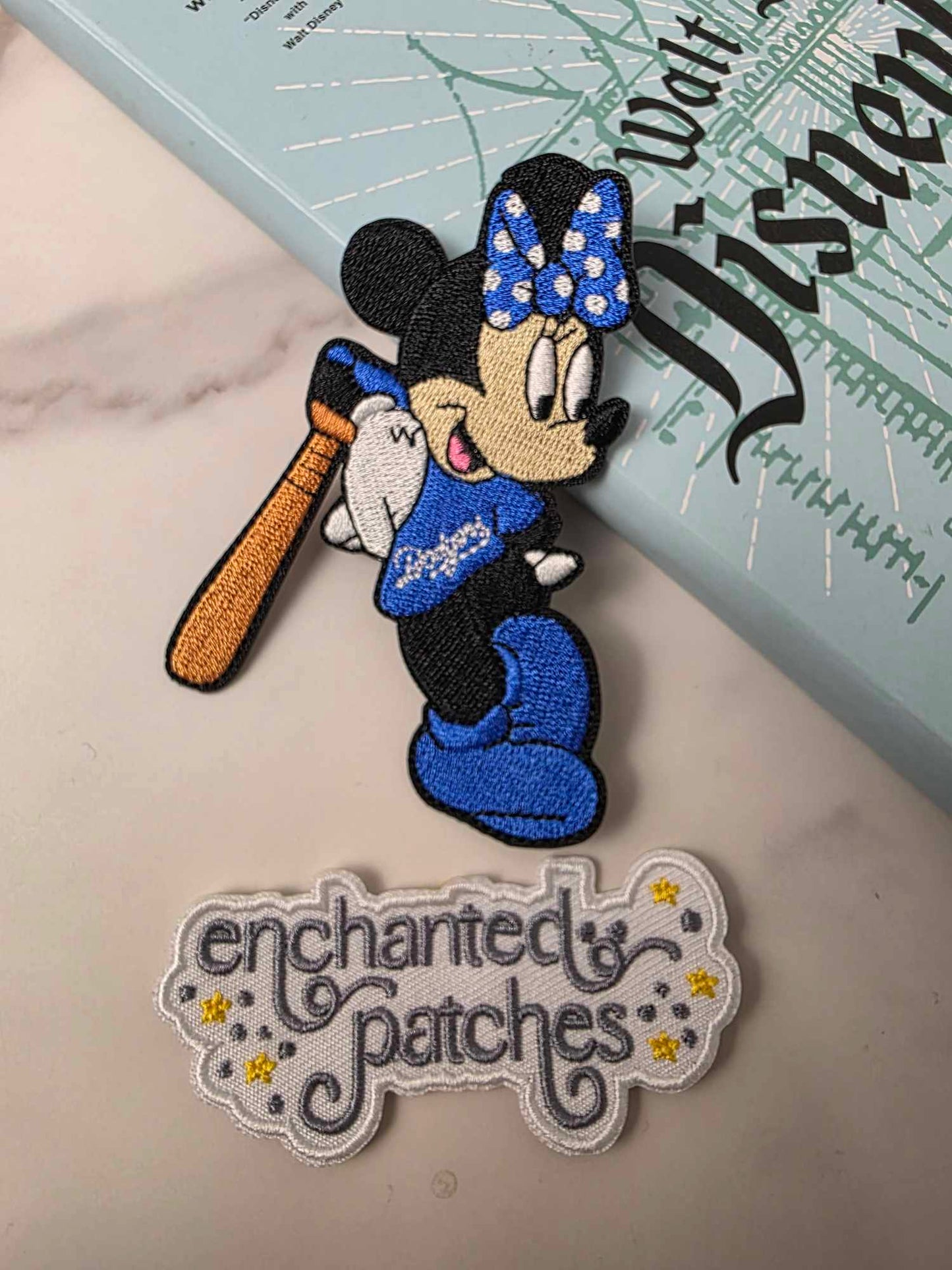 LAST TWO - 4" Happiest Park Girl Mouse in Royal Blue Baseball Team Iron On Patch