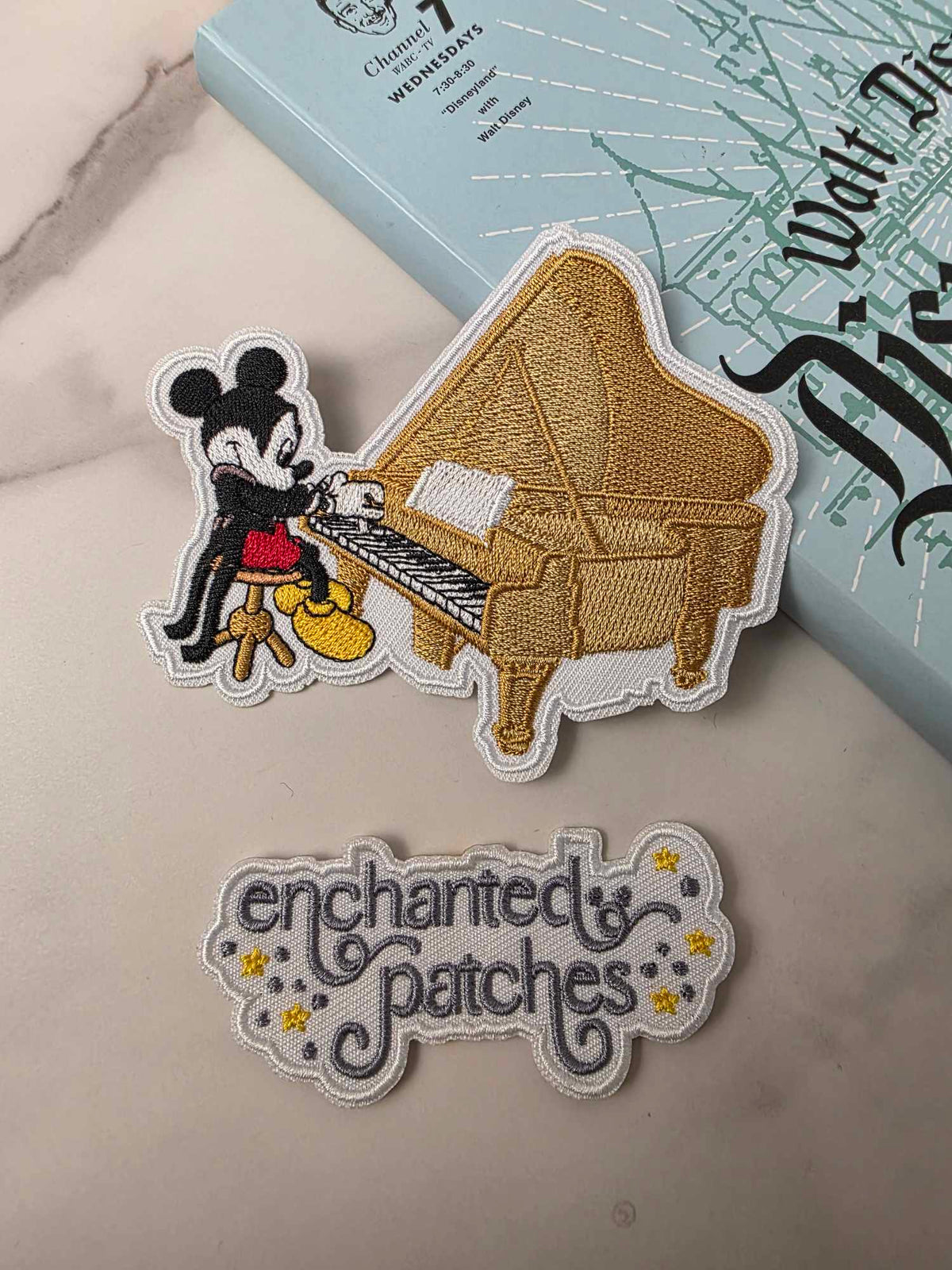 4" Happiest Park Mouse Playing on a Grand Piano Embroidered Iron On Patch