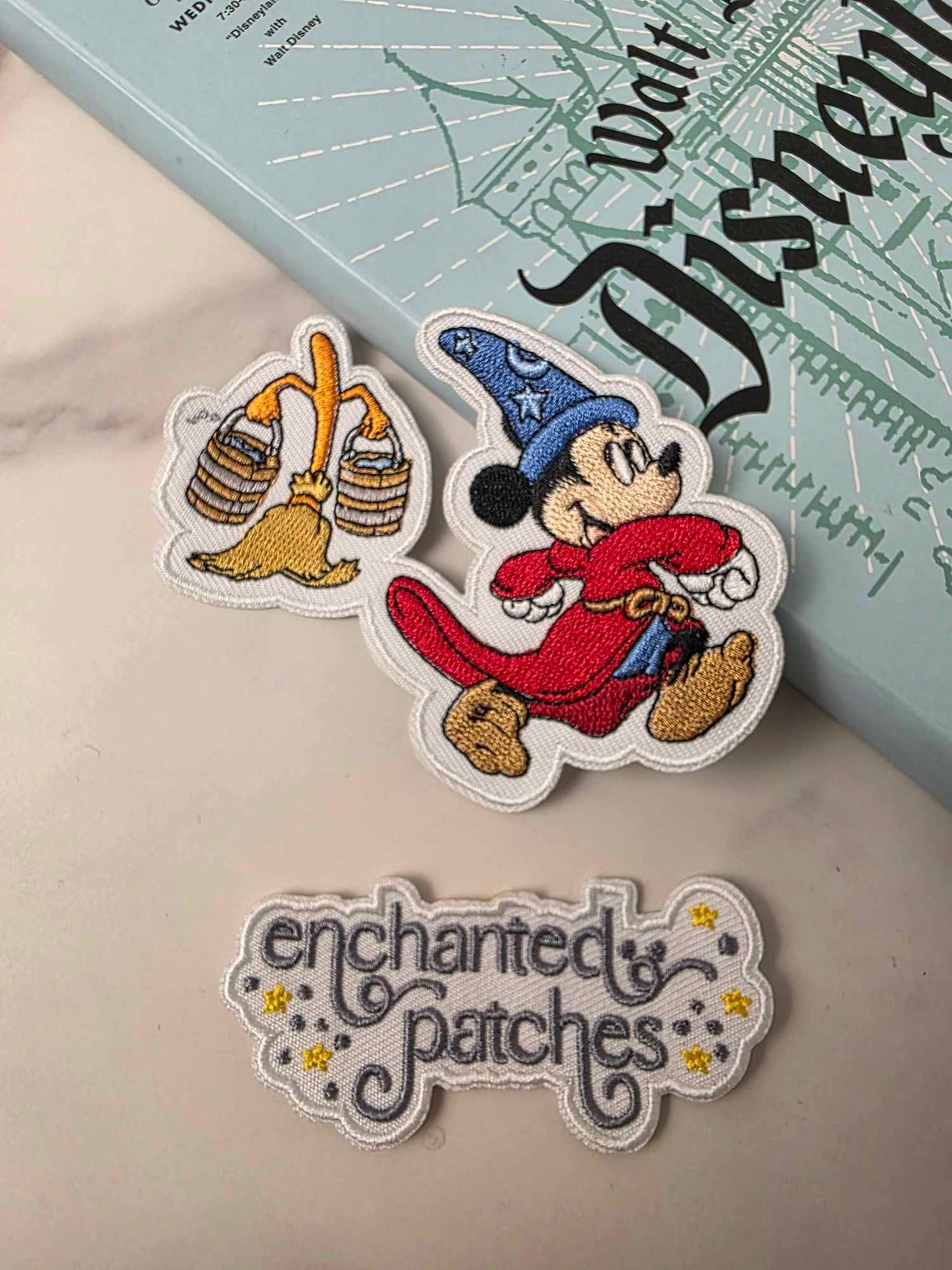 LAST NINE - 4" Happiest Mouse in Sourcerer Costume with Broom Iron On Patch
