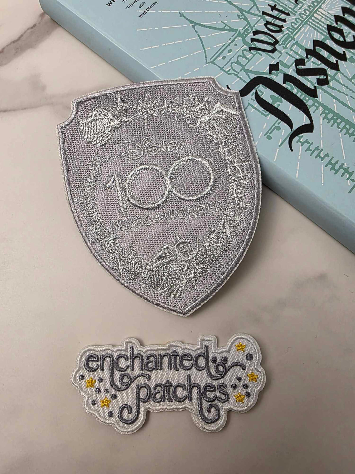4" Metallic Silver 100 Year Anniversary Plaque Sign Iron On Patch