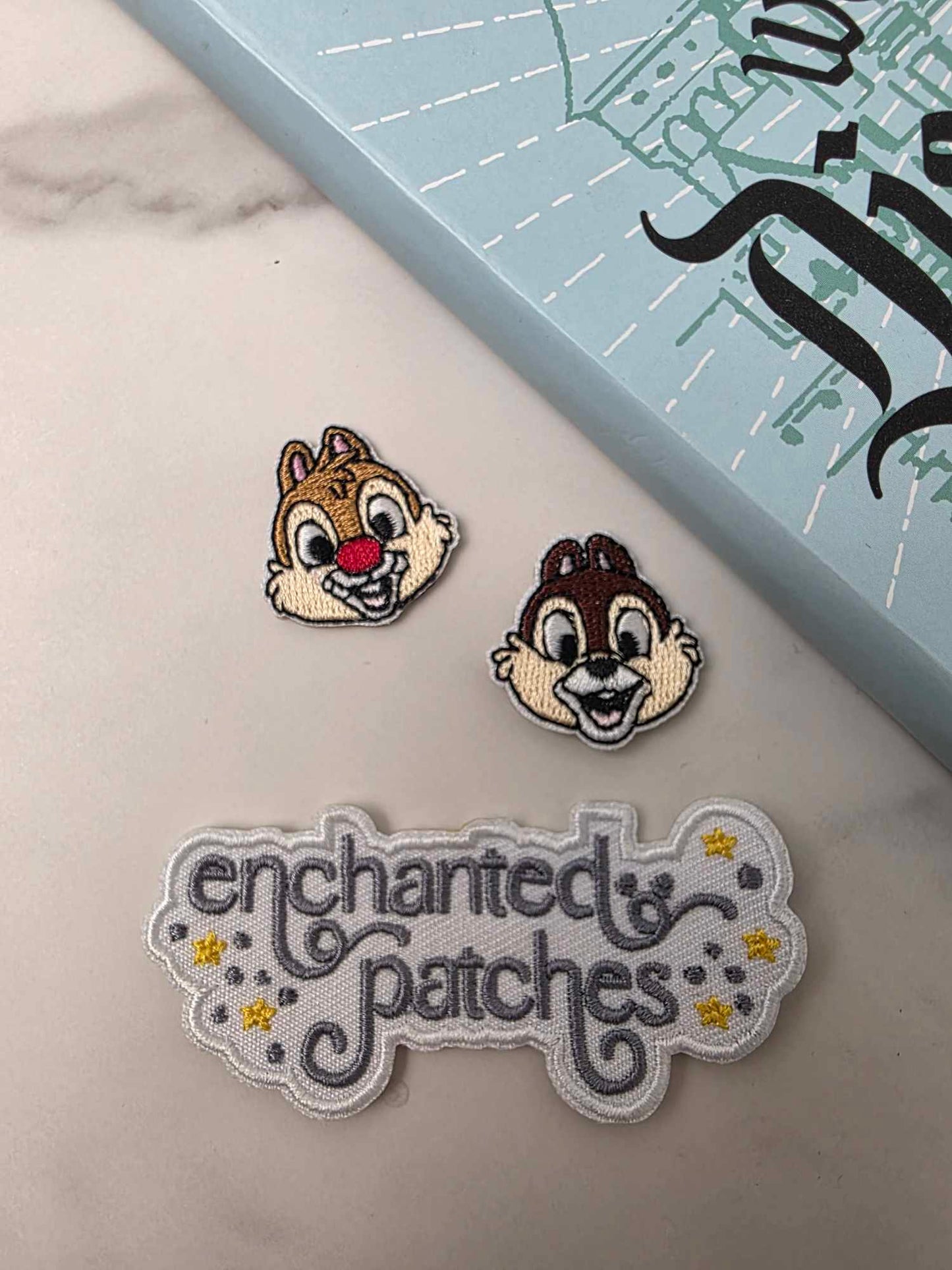 1" Set of Two Mini Happiest Park Chipmunks BFF Embroidered Iron On Patch