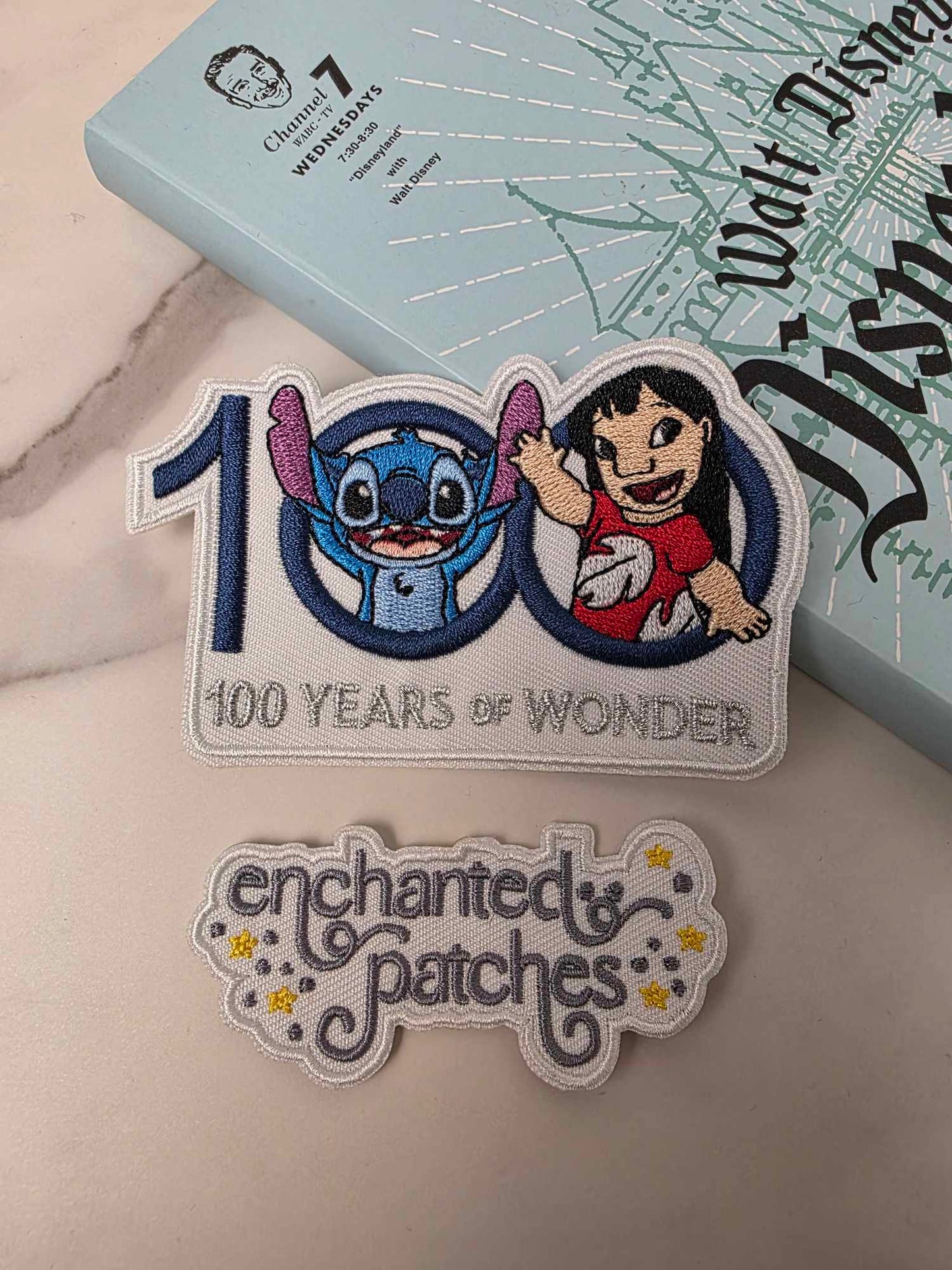 4" Blue Alien and Girl 100 Year Anniversary Iron On Patch