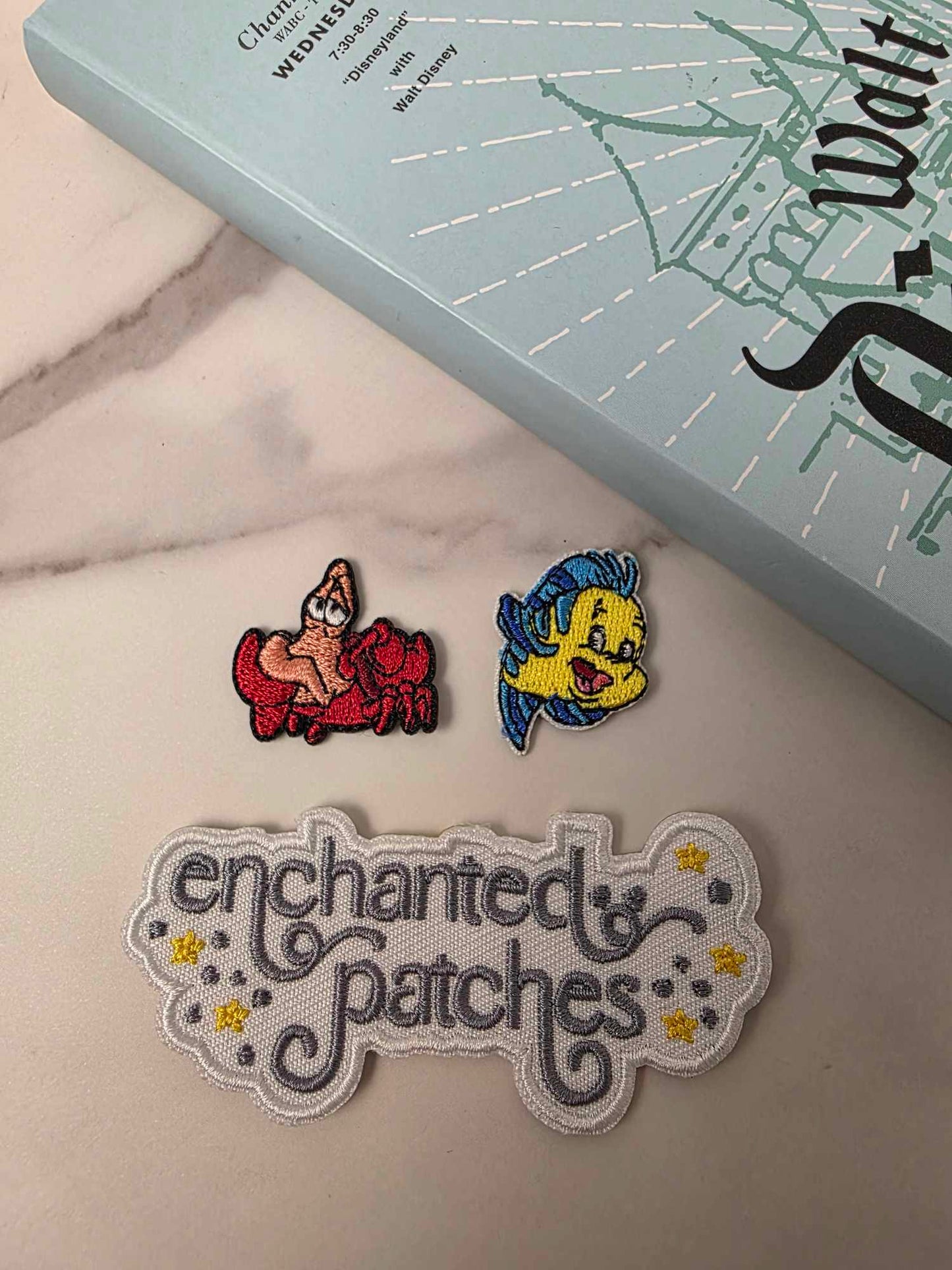 2pc Set - 1" Mini Mermaid Friend Crab Fish Bestie Embroidered Iron On Patch