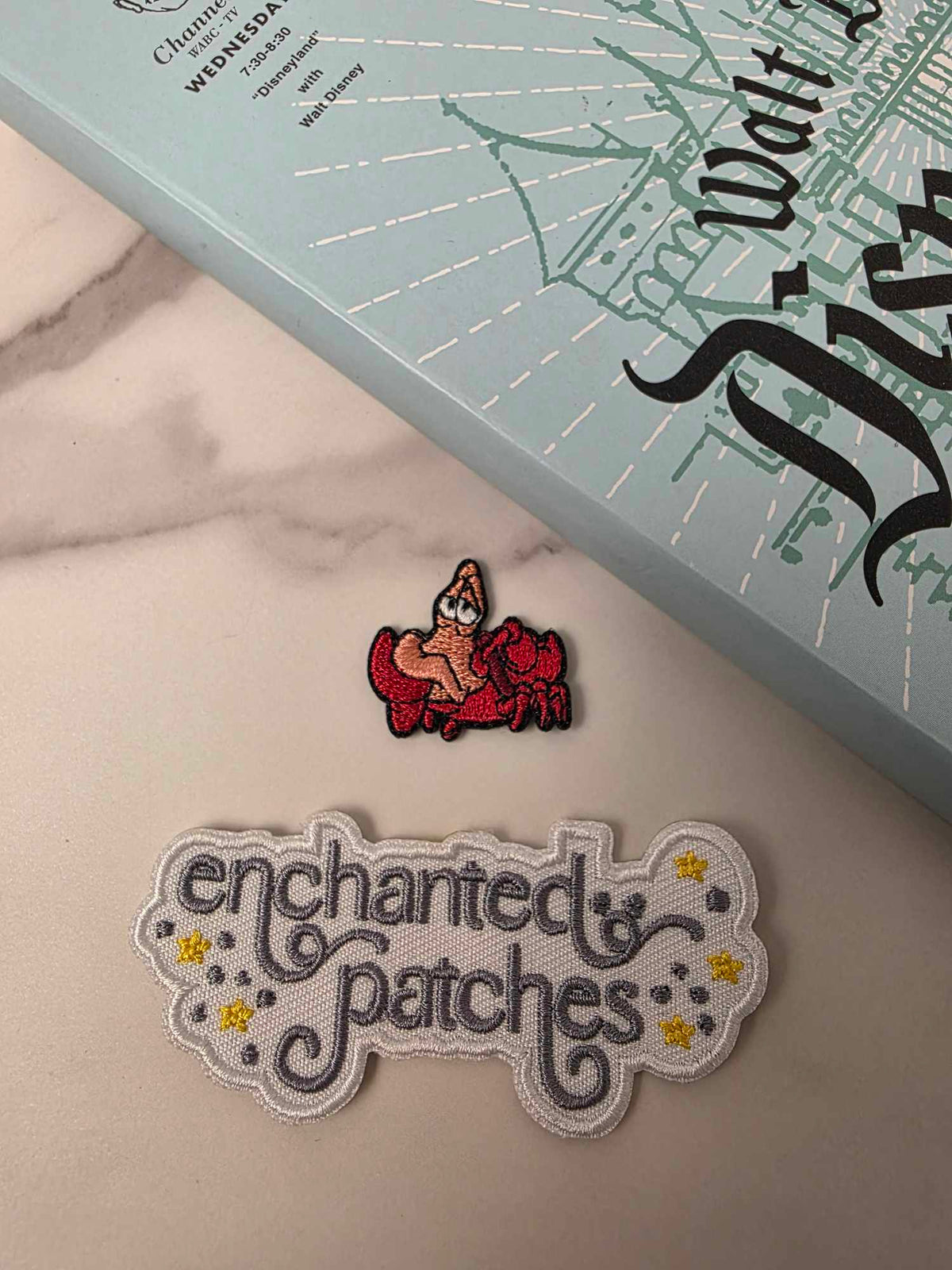 1" Mini Mermaid Friend Crab Embroidered Iron On Patch