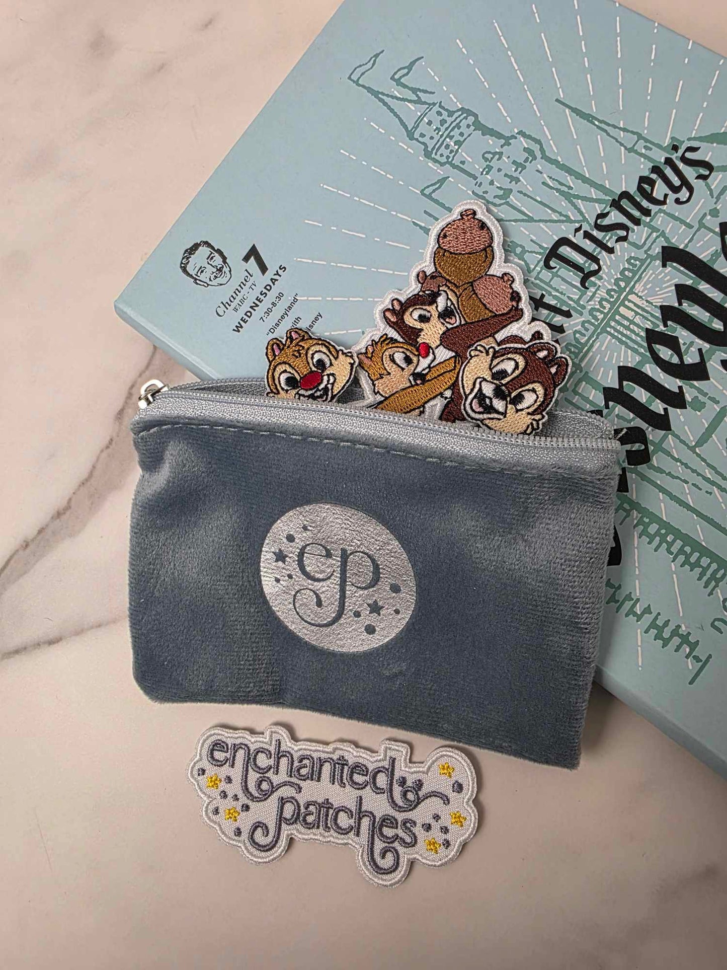 Velvet Enchanted Patches Logo Zipper Bag -- Perfect to Store All Your Mini Patches