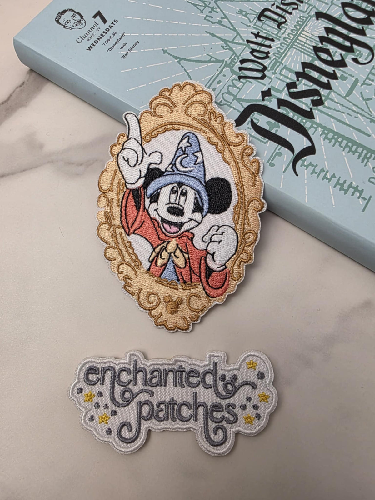 4" Pastel Happiest Mouse Sorcerer Hat in Frame Embroidered Iron On Patch