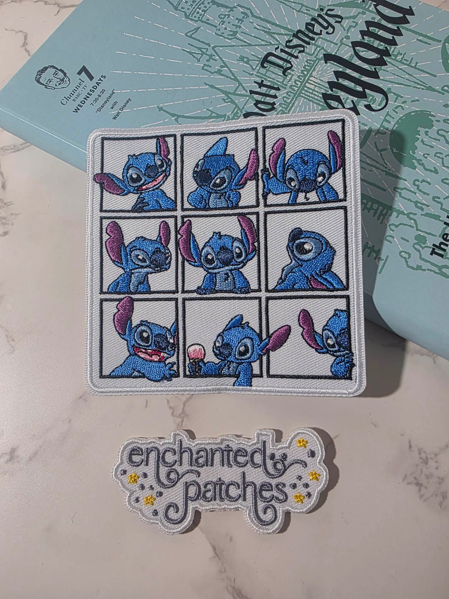 NEW DROP - 4" Blue Alien Stitch 9 Box Expression Embroidered Iron On Patch