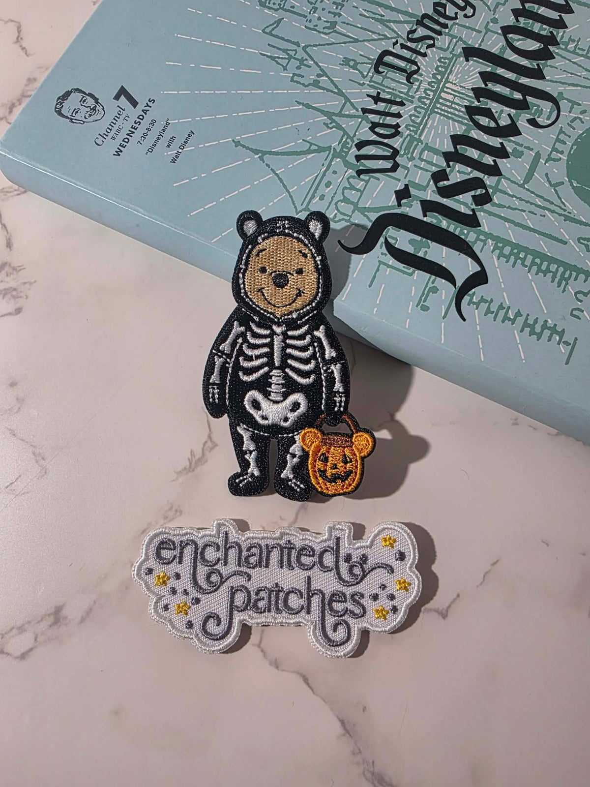 3" Winnie the Pooh Halloween Skeleton Costume Embroidered Iron On Patch