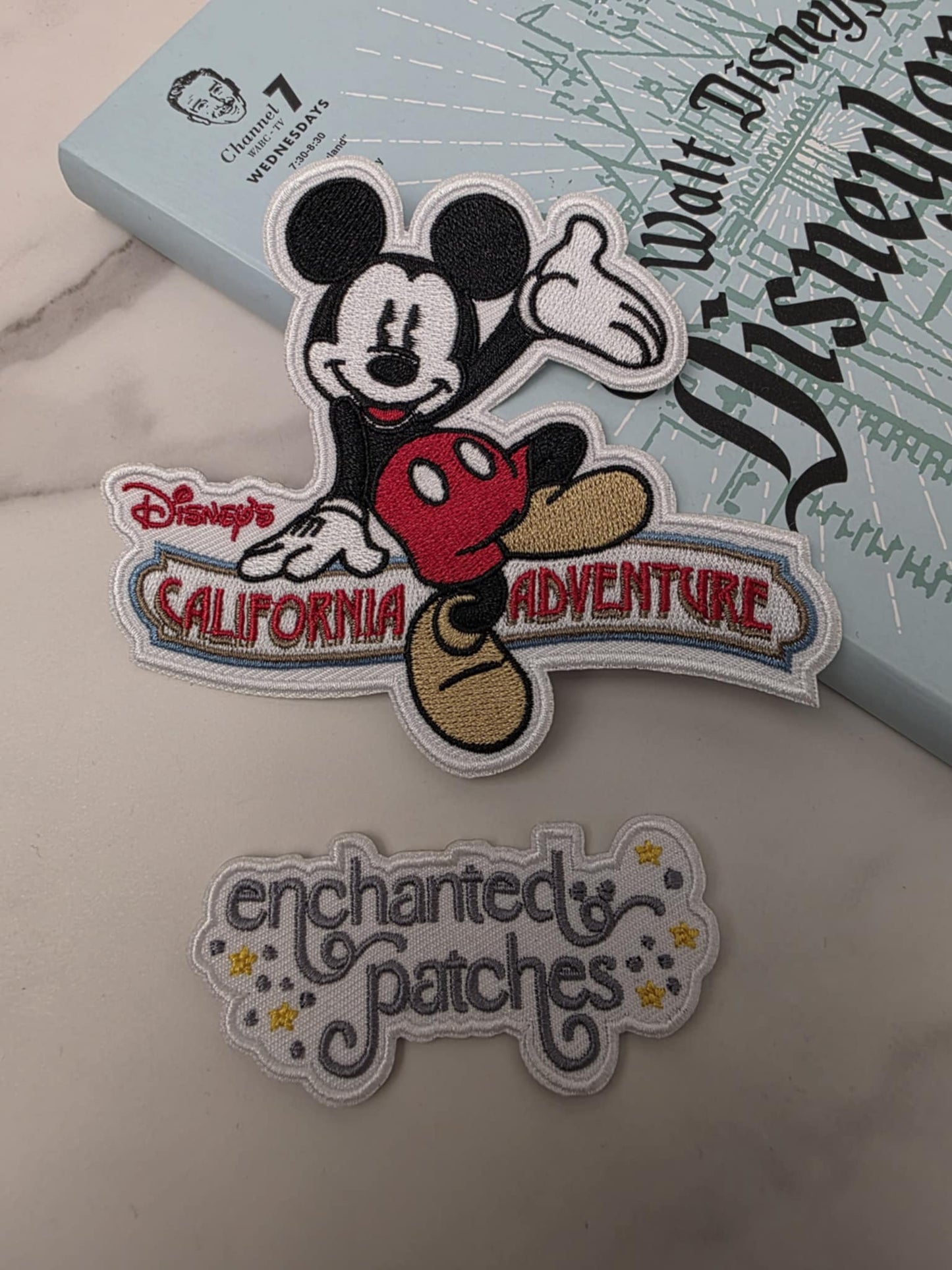 LAST ONE - 4.5" DCA Happiest Park Mouse Logo Sign Iron On Patch