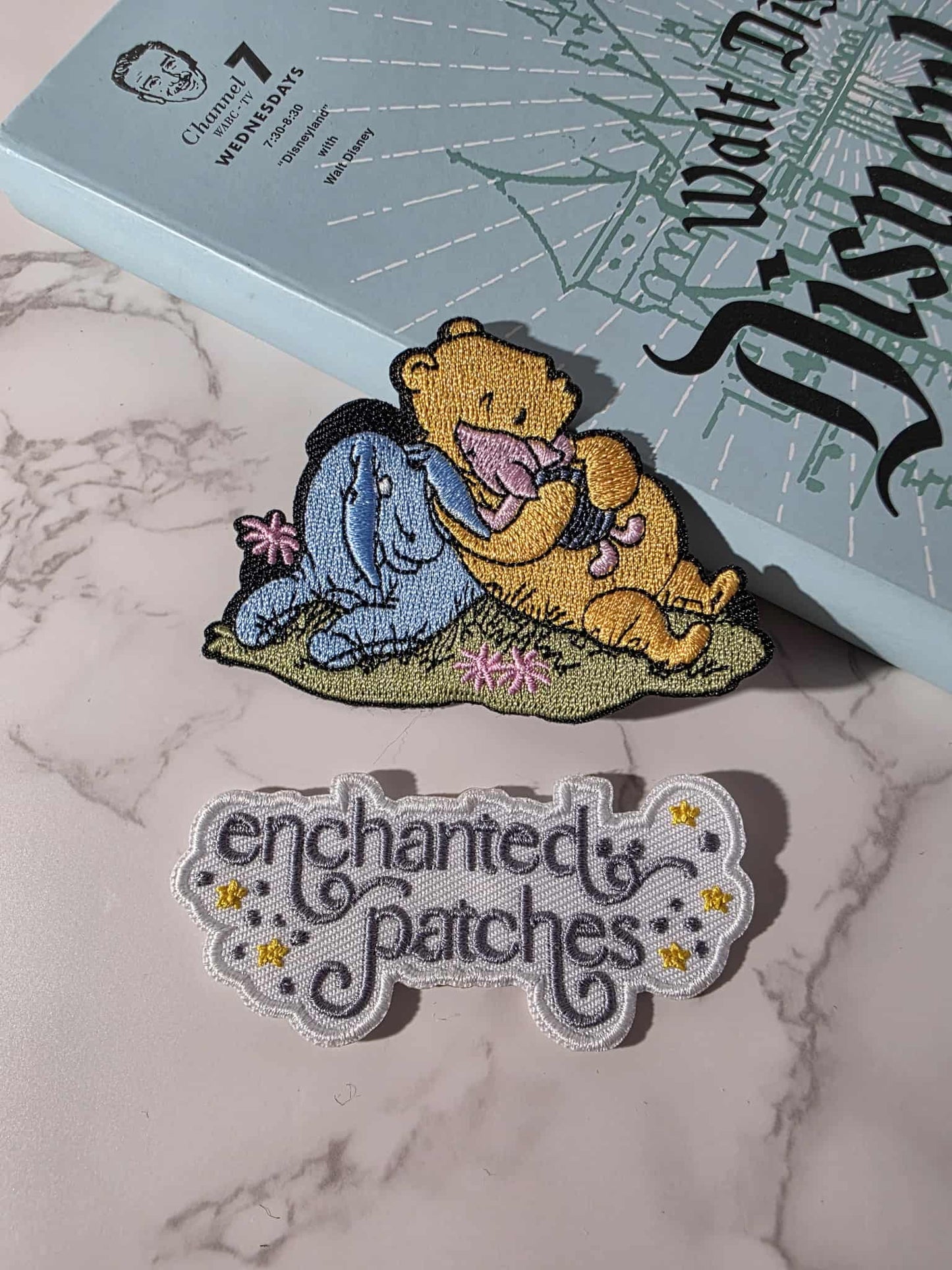 3" Vintage Pooh and Friends Hugging Embroidered Iron On Patch