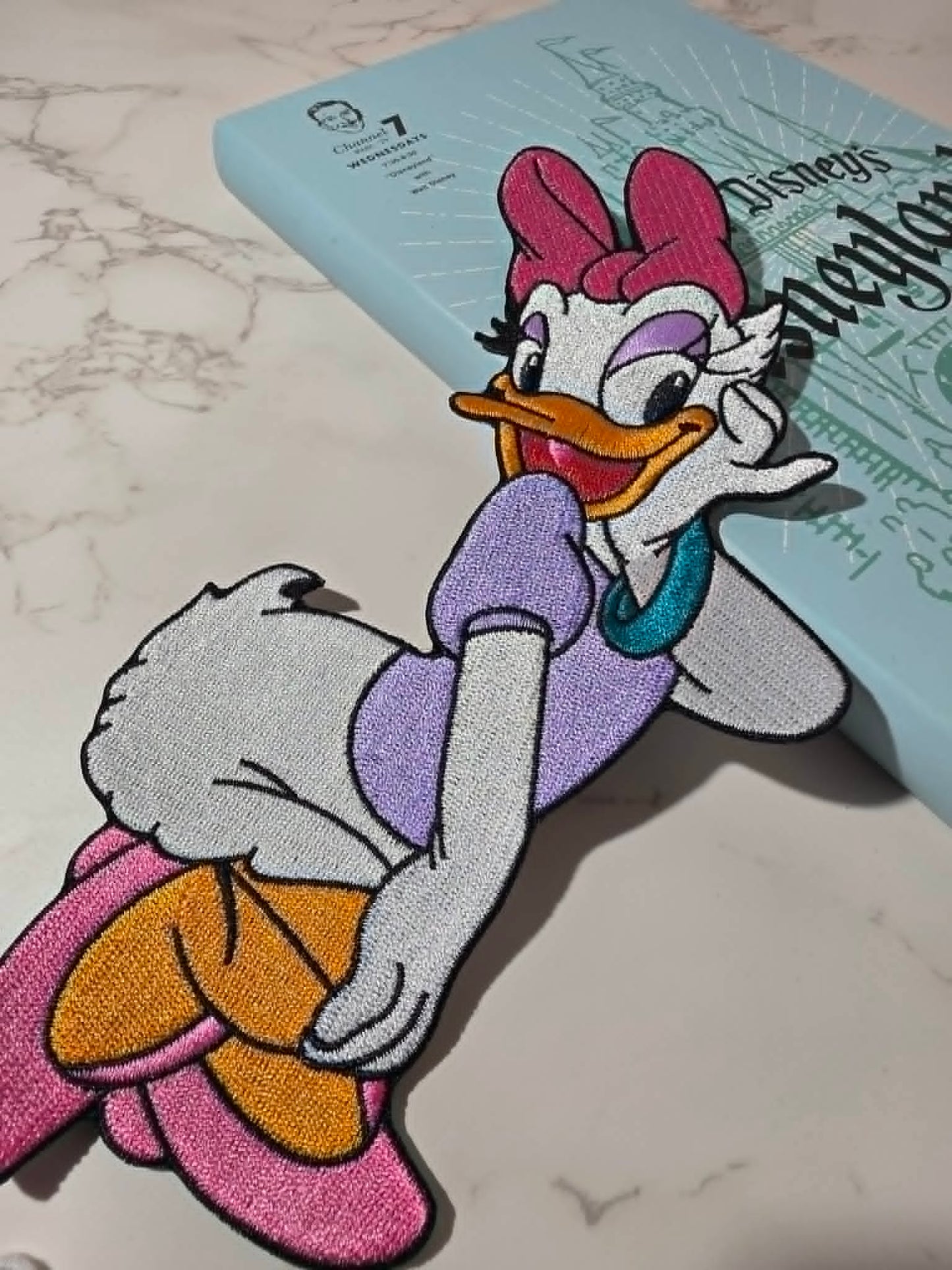 XL 8" Daisy Girl Duck Embroidered Iron On Patch