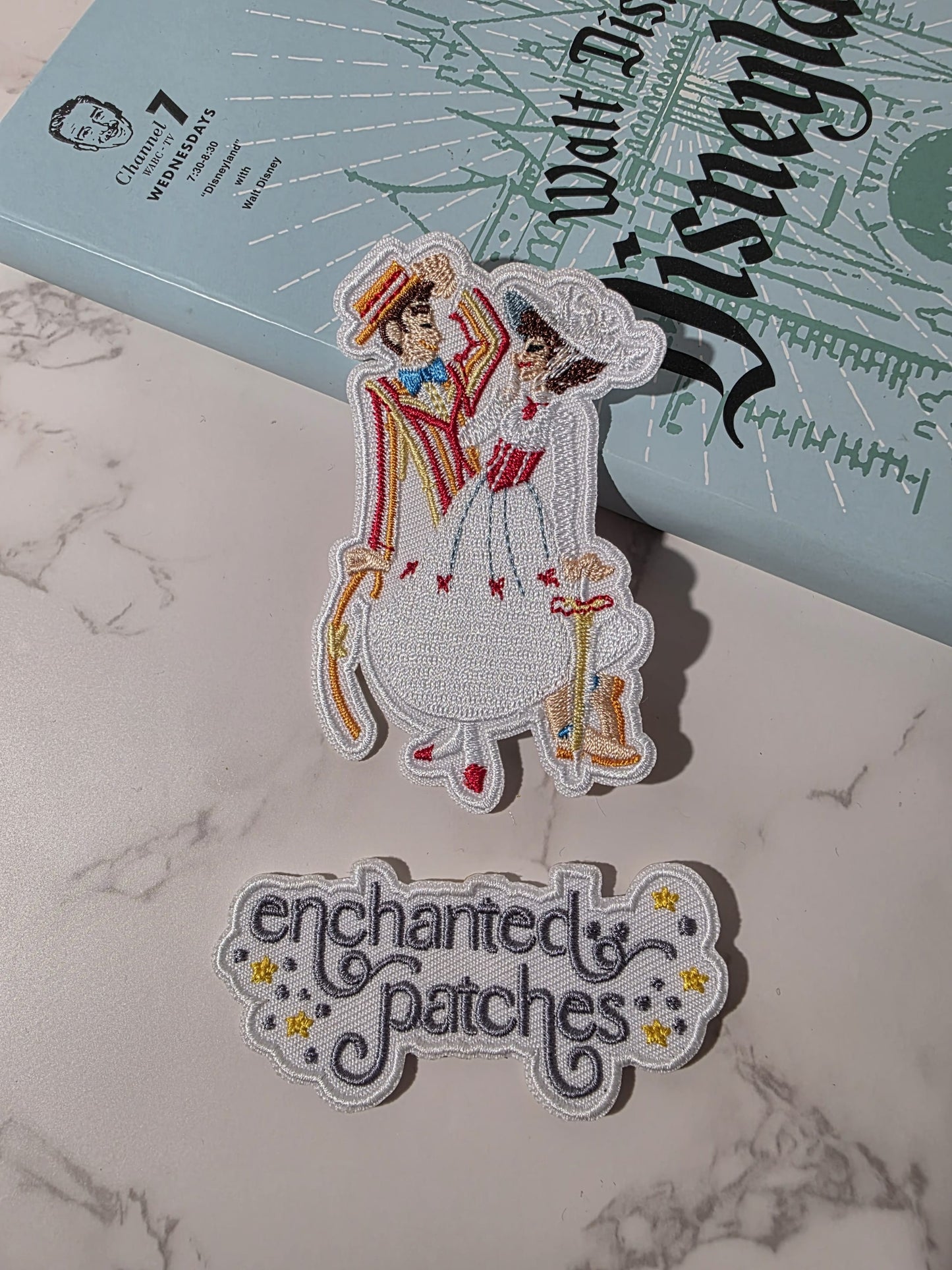 3.5" Mary Poppins and Gentlemen with Umbrella Embroidered Iron On Patch