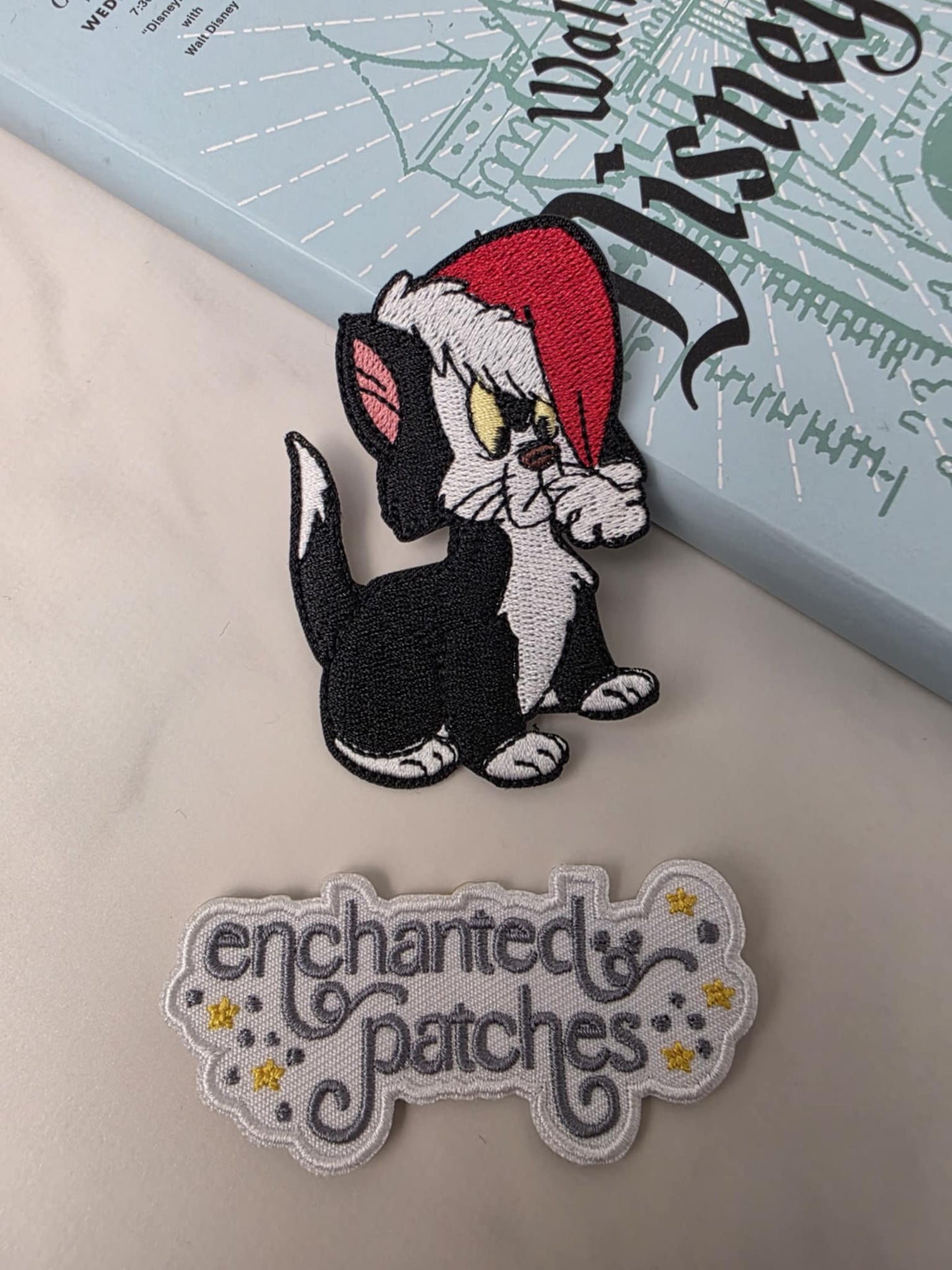 3" Christmas Santa Hat Black Cat Kitty Embroidered Iron On Patch
