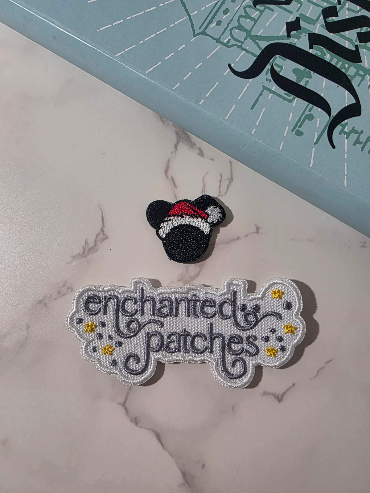 1" Mini Christmas Mickey Sillouette Santa Hat Embroidered Iron On Patch