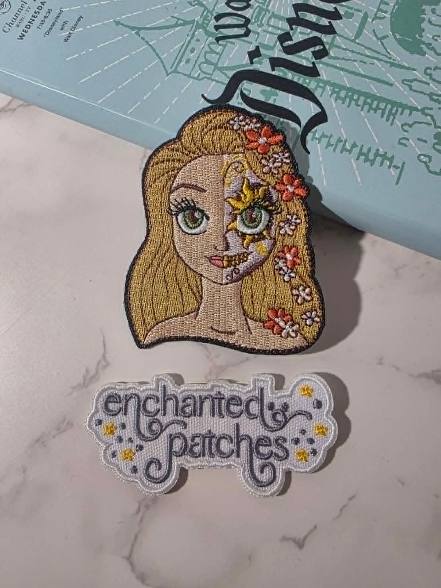 NEW DROP - 3" Half Face Sugar Skull Day of the Dead Rapunzel Tangled Princess Embroidered Iron On Patch