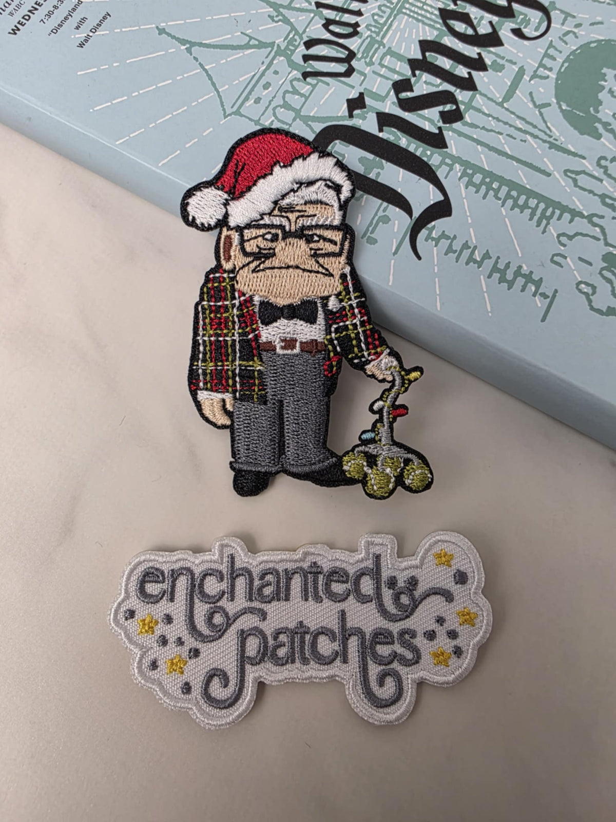 3" Christmas Lights Balloon House Old Man Iron On Patch