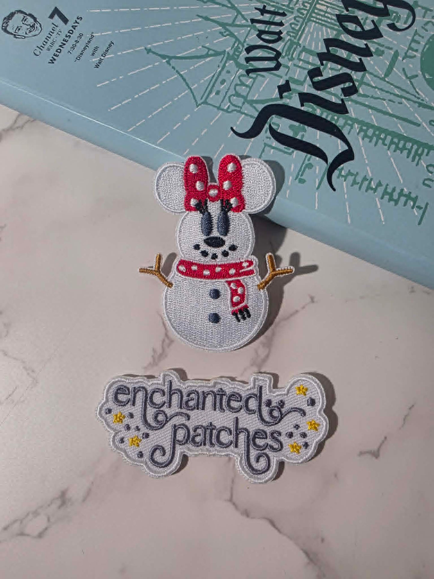 3" Happiest Park Girl Mouse Snowman Christmas Embroidered Iron On Patch