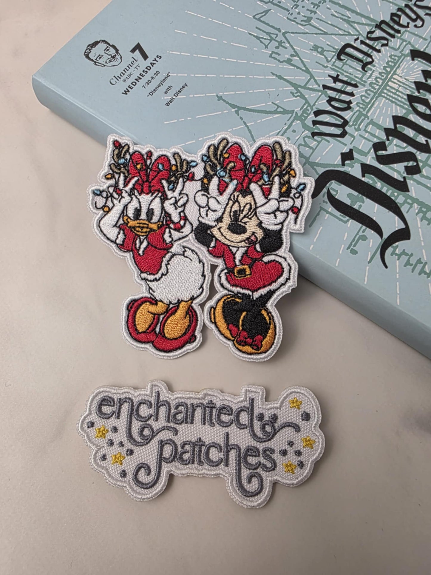 3" Christmas Lights Reindeer Girl Duck Mouse Peace Bestie BFF Embroidered Iron On Patch