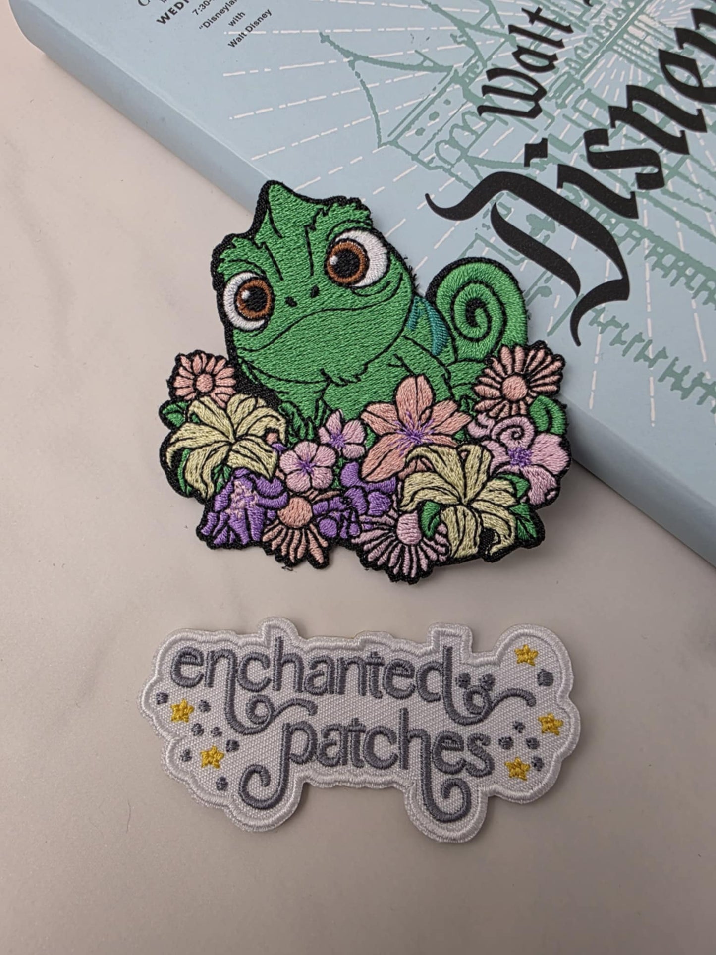 3" Long Hair Princess Gecko Friend with Flowers Embroidered Iron On Patch