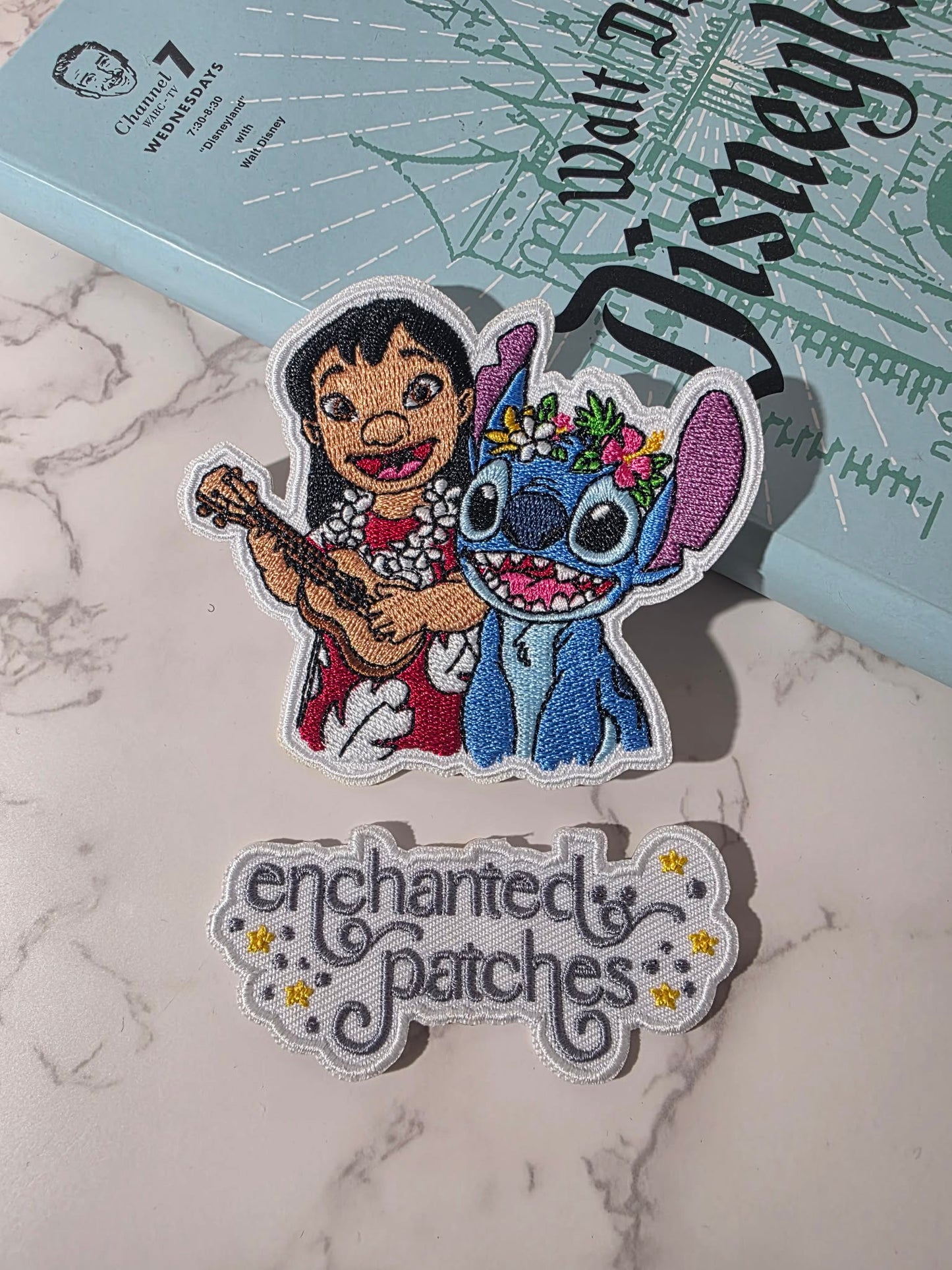 3.5" Blue Alien and Lilo Friend with Guitar Embroidered Iron On Patch