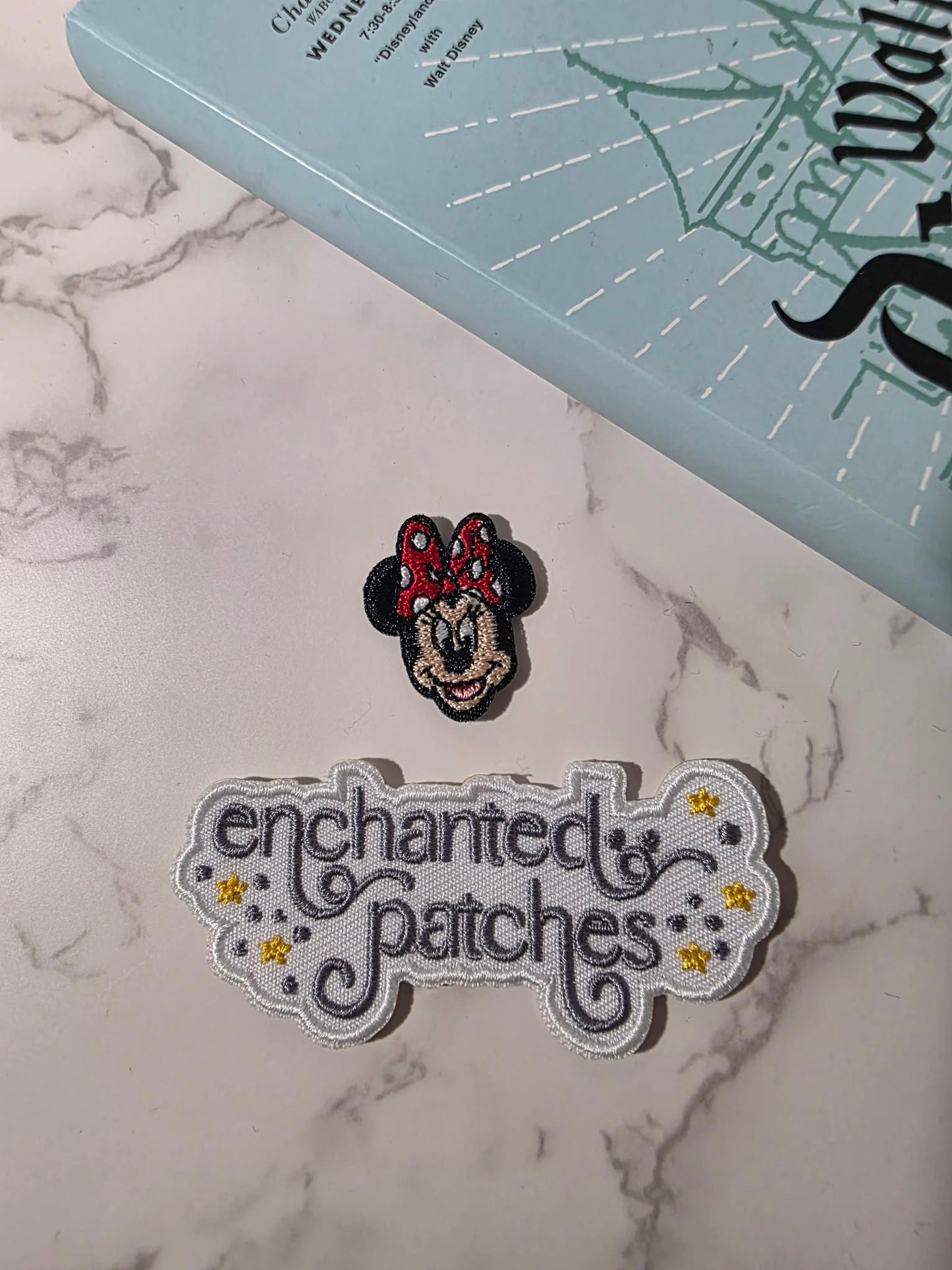 1" Mini Girl Mouse Head Polka Dot with Red Bow Embroidered Iron On Patch