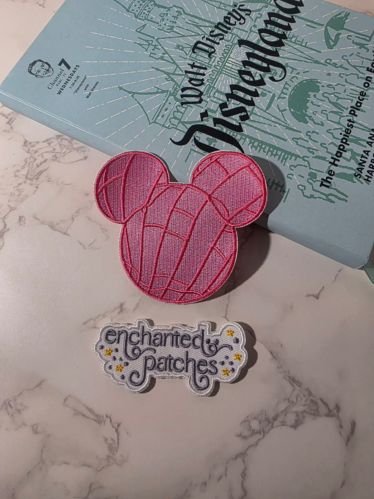 3.5" Happiest Park Mickey Mouse PINK Concha Embroidered Iron On Patch